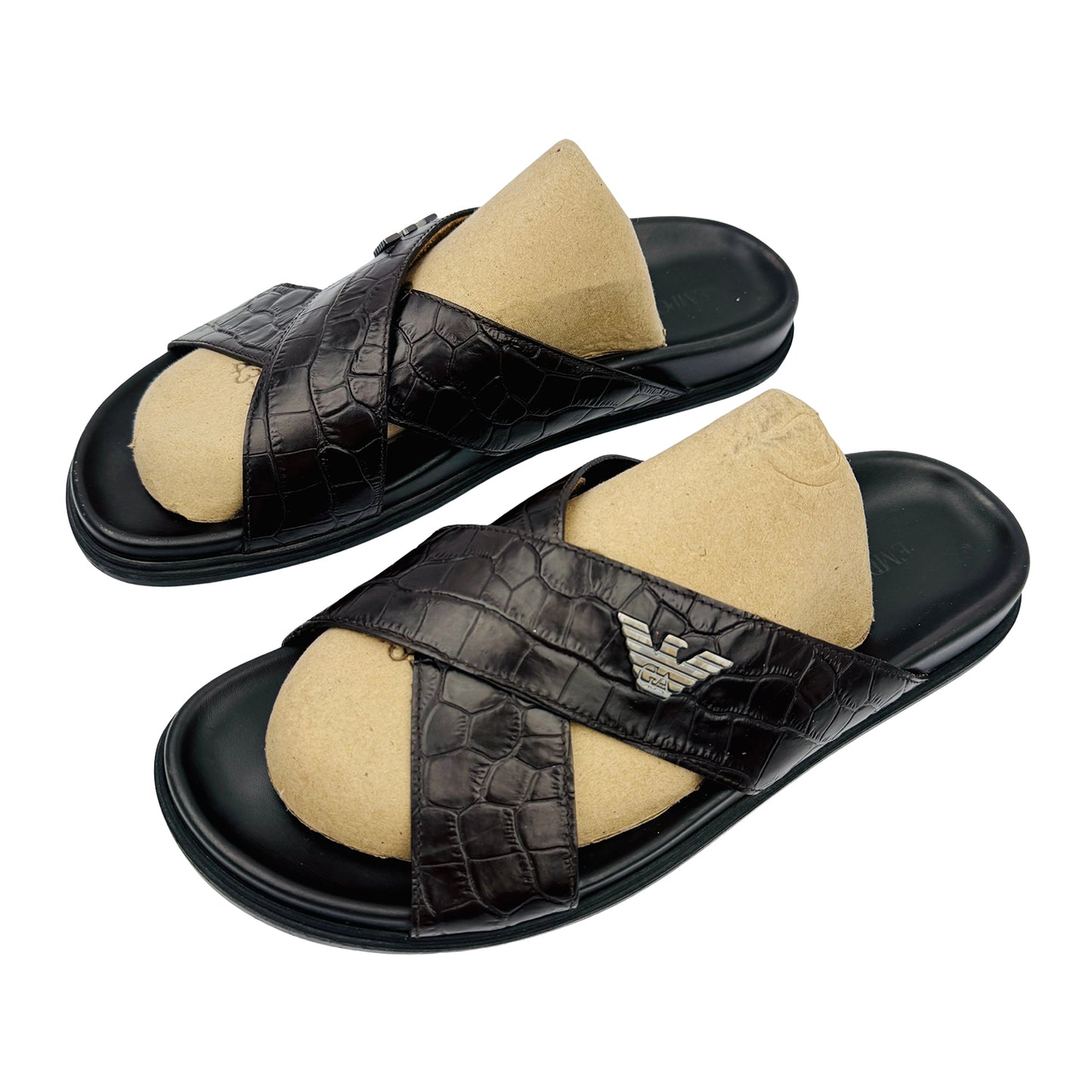 Emporio Armani Men's Black Slippers (Size 41/41.5) - X4P067