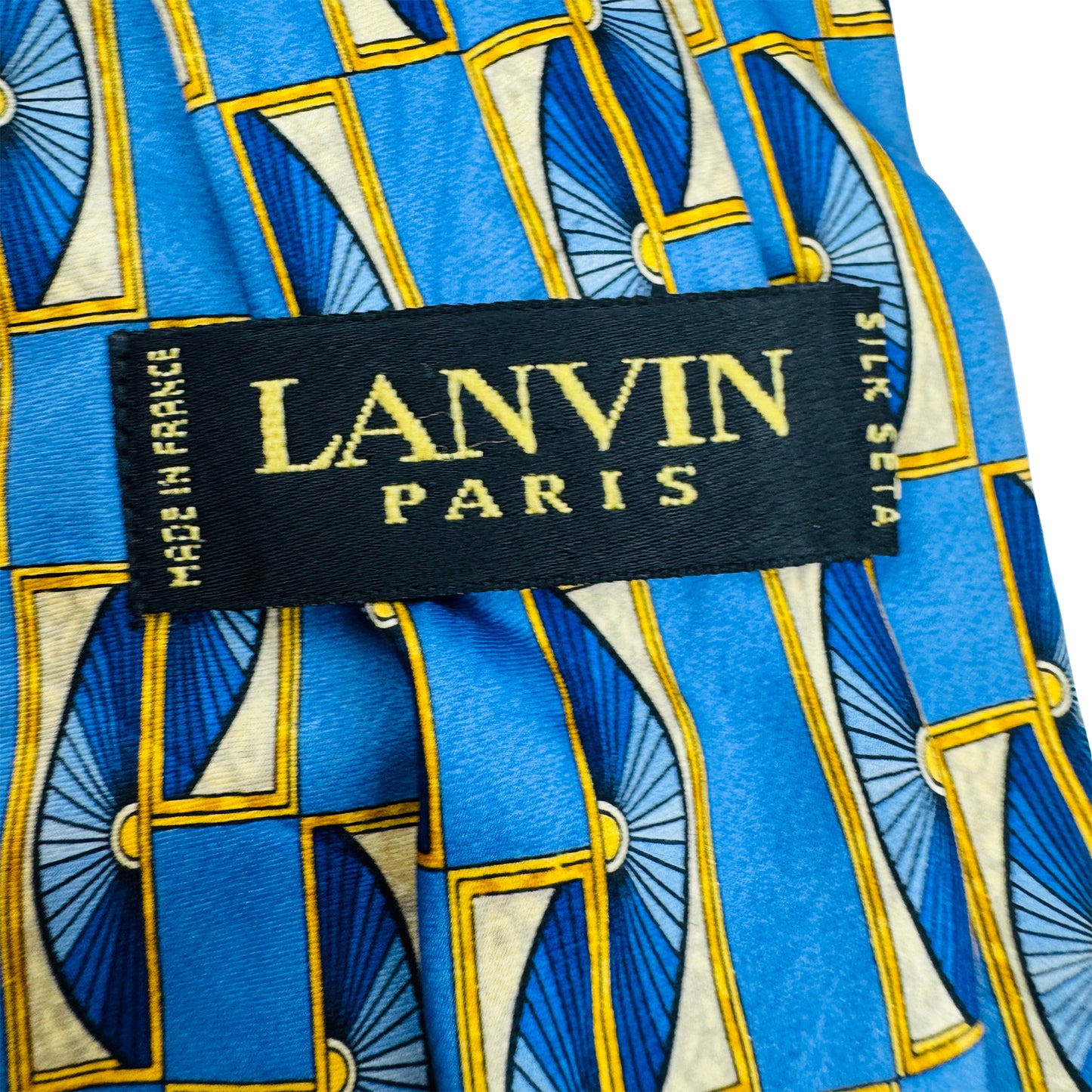 Lanvin Blue 'Yellow Accents' Silk Tie (Size Regular)