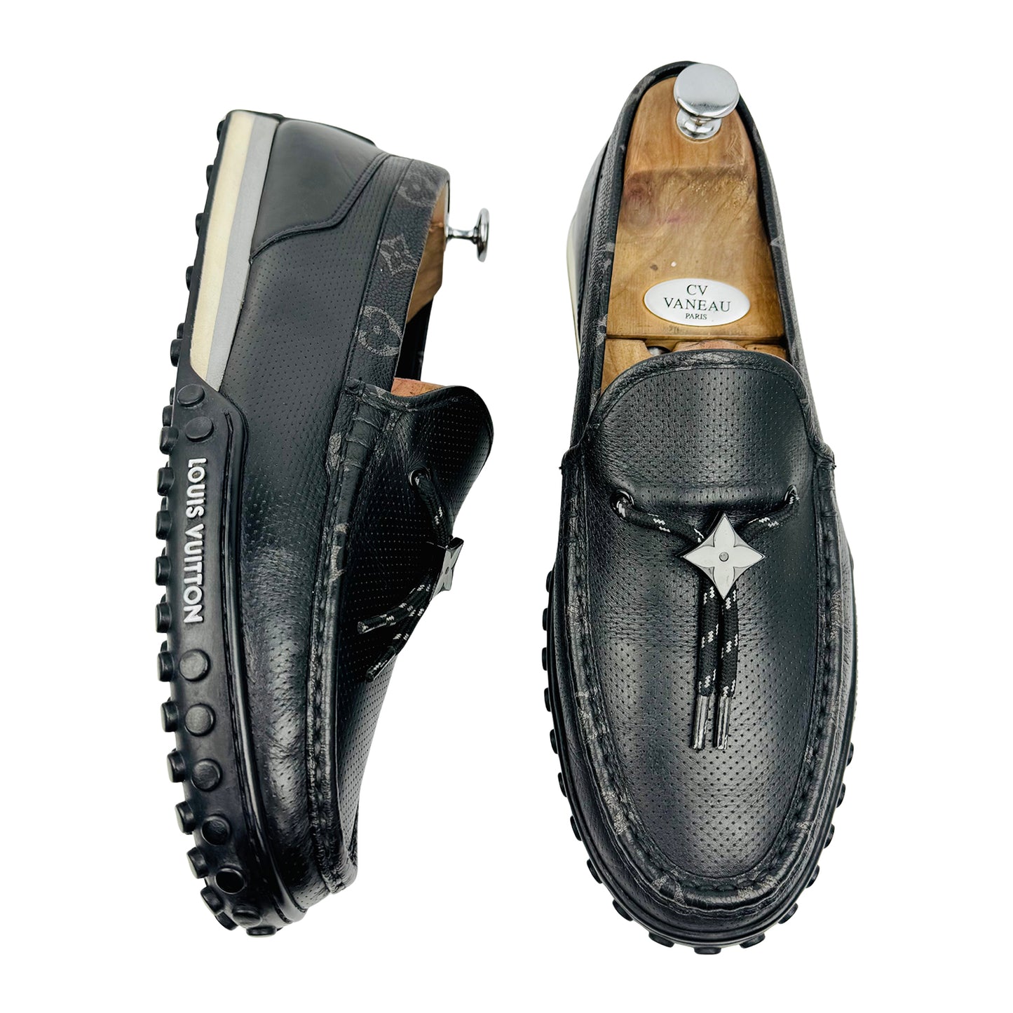 Louis Vuitton Black Leather Racer Moccasin (Size 44)