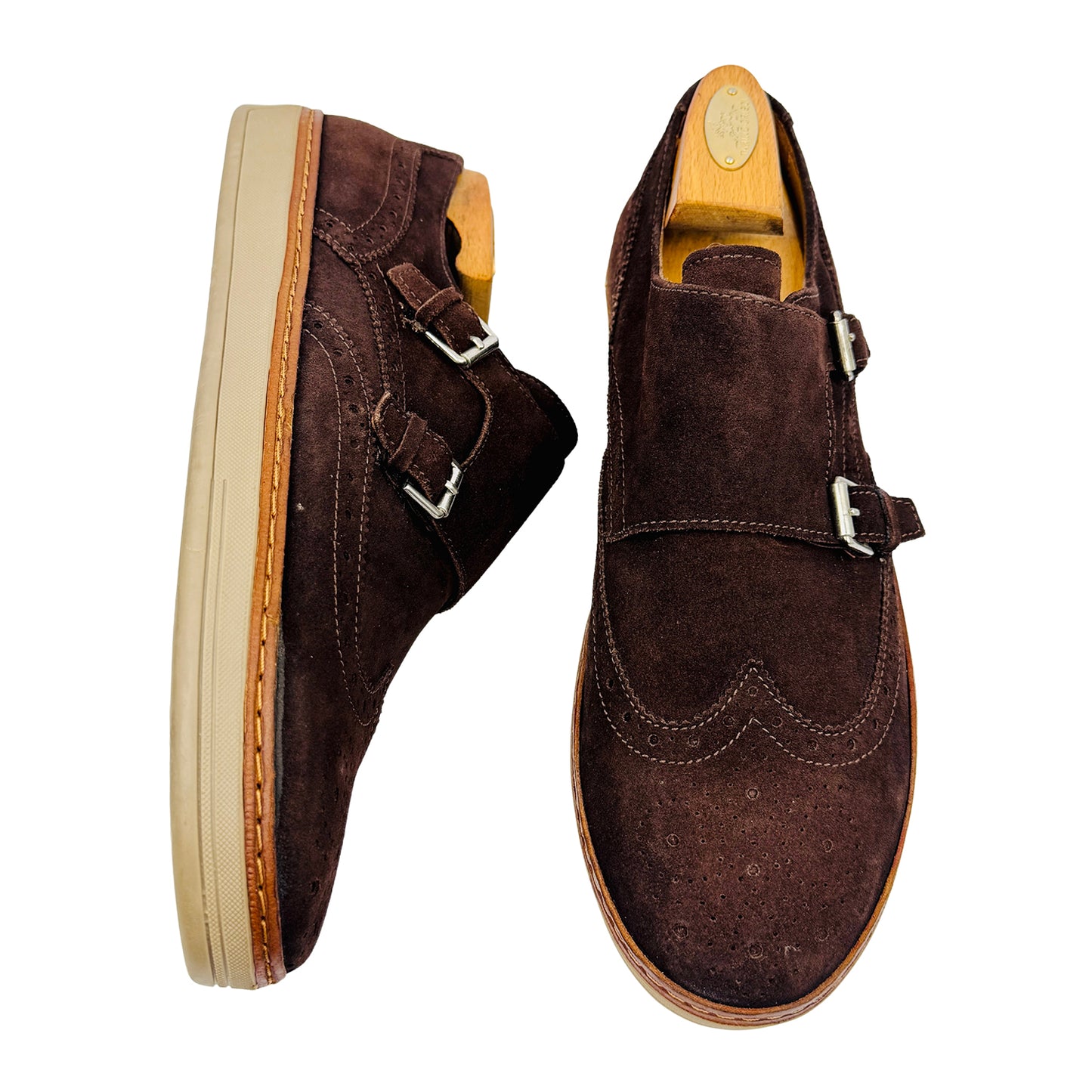 Massimo Dutti Suede Double-Monk Brown Sneakers (Size 43)