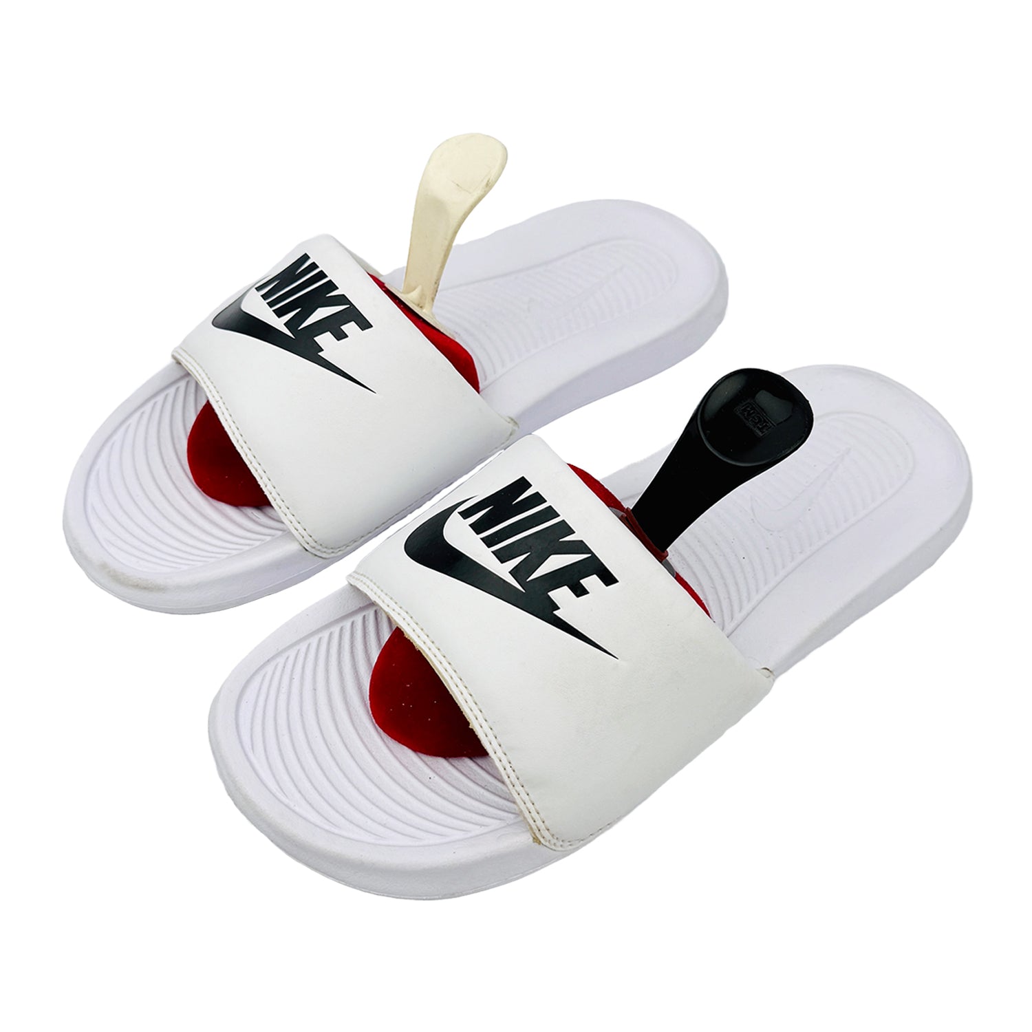 Left Side image of Nike Victori One White Slides (Size 38) - CN9677-100