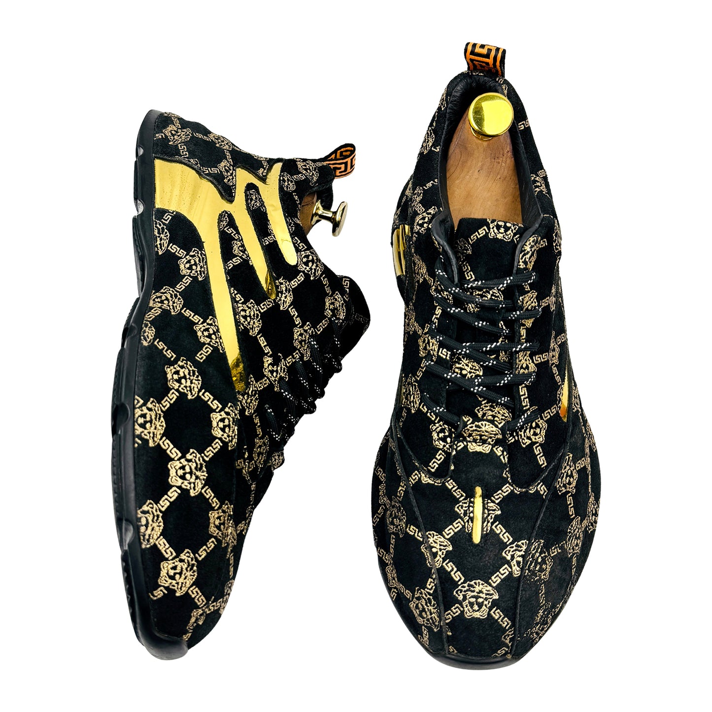 Versace Men's 'Black Metallic Gold' Sneakers (Size 42)