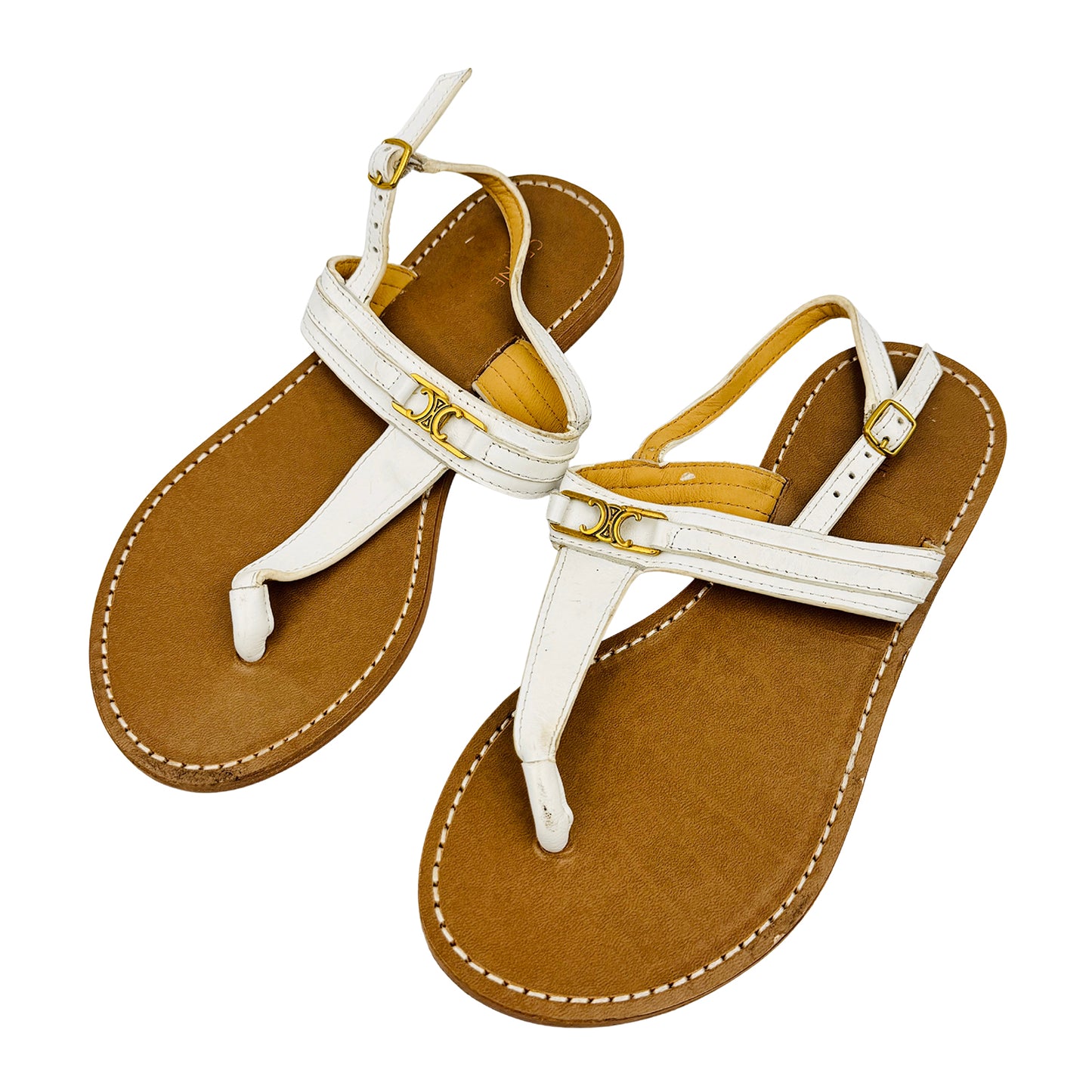 Celine 'Brown White' Leather Sandals (Size 40)