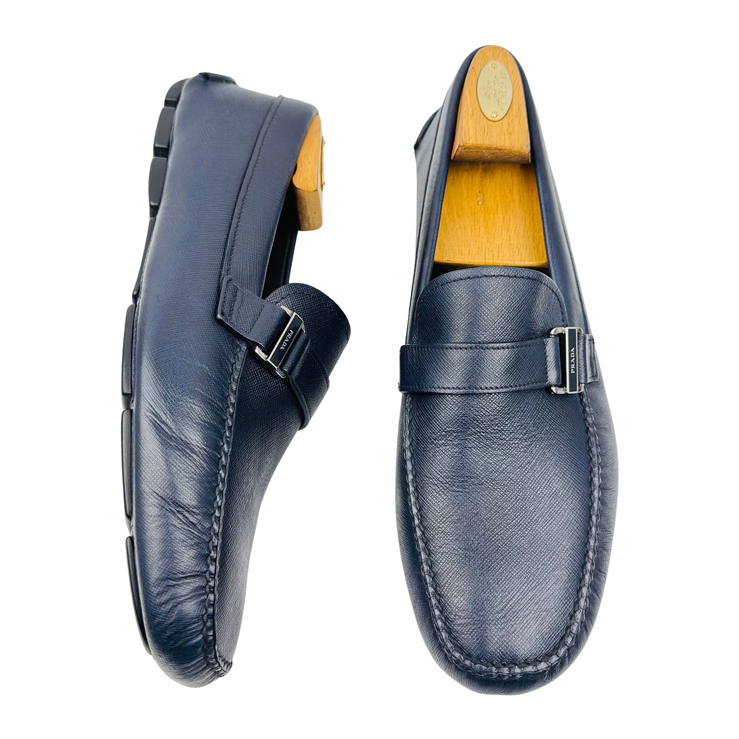Prada Navy Saffiano Leather Loafers (Size 44) - 2DD113