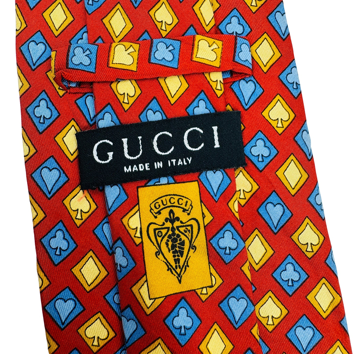 Gucci Red 'Playing Card Suit Pattern' Silk Tie (Size Regular)