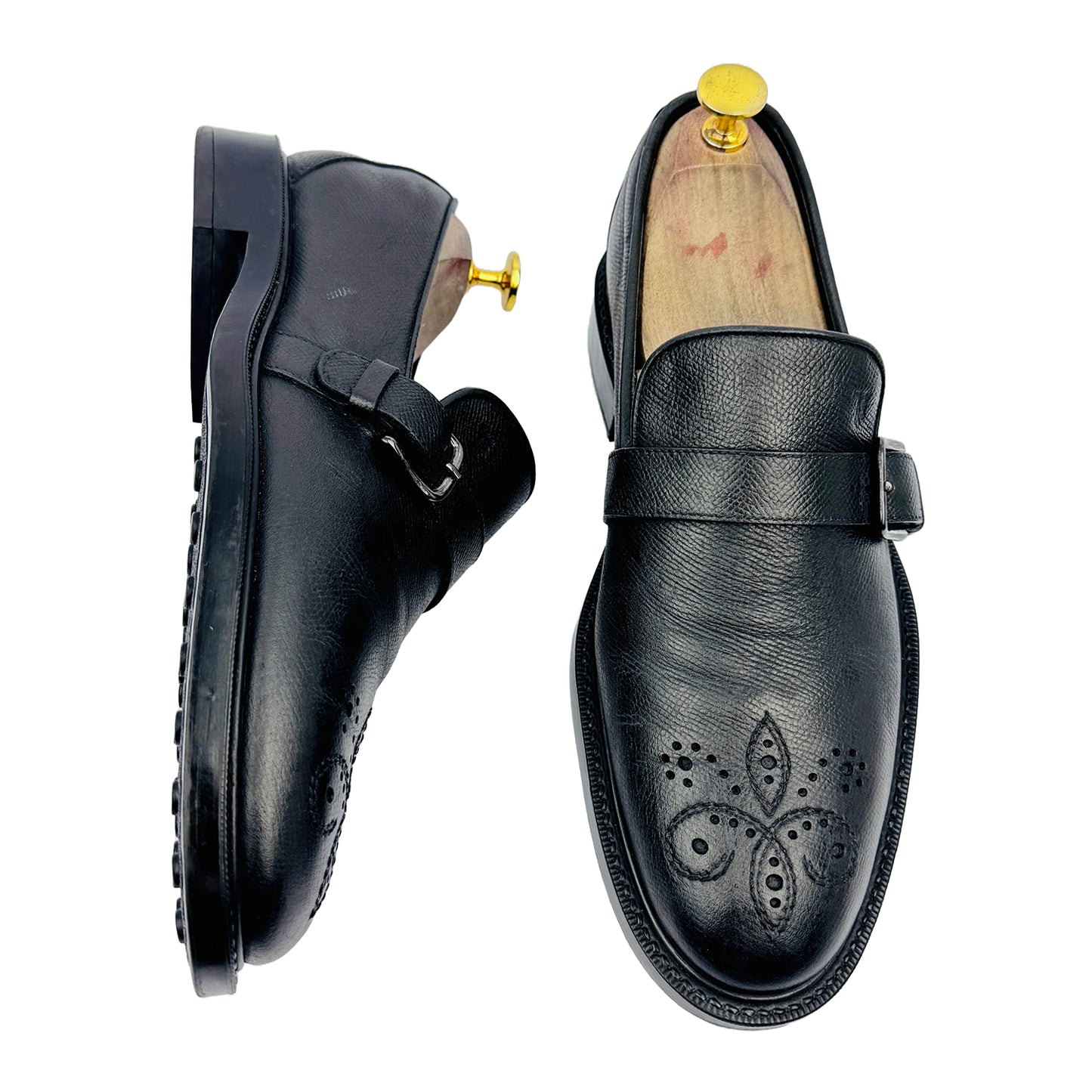 One Front One Cross image of Tod's Men's Monkstrap Textured Leather Loafers (Size 41/41.5)
