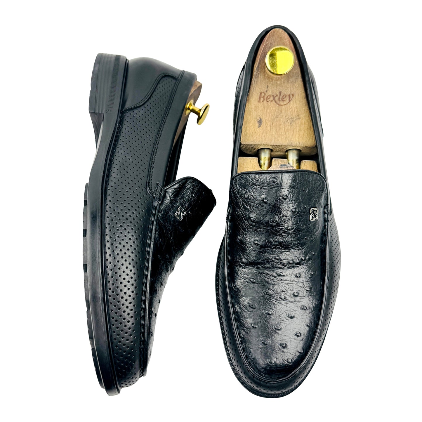BOSSsunwen Ostrich-Embossed Leather Loafers (Size 43)