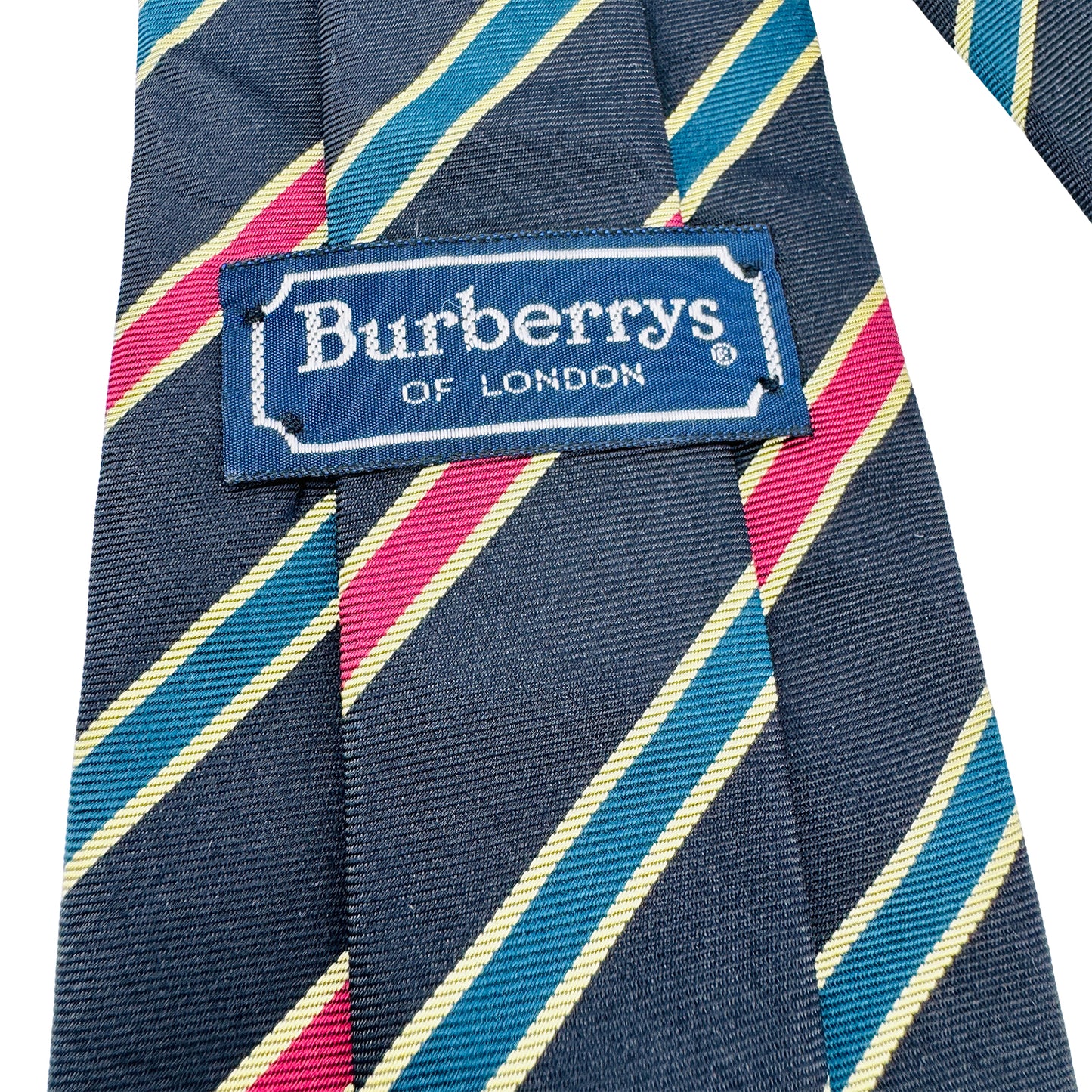 Burberry Navy Blue Base 'Diagonal Red Yellow Blue Stripes' Tie