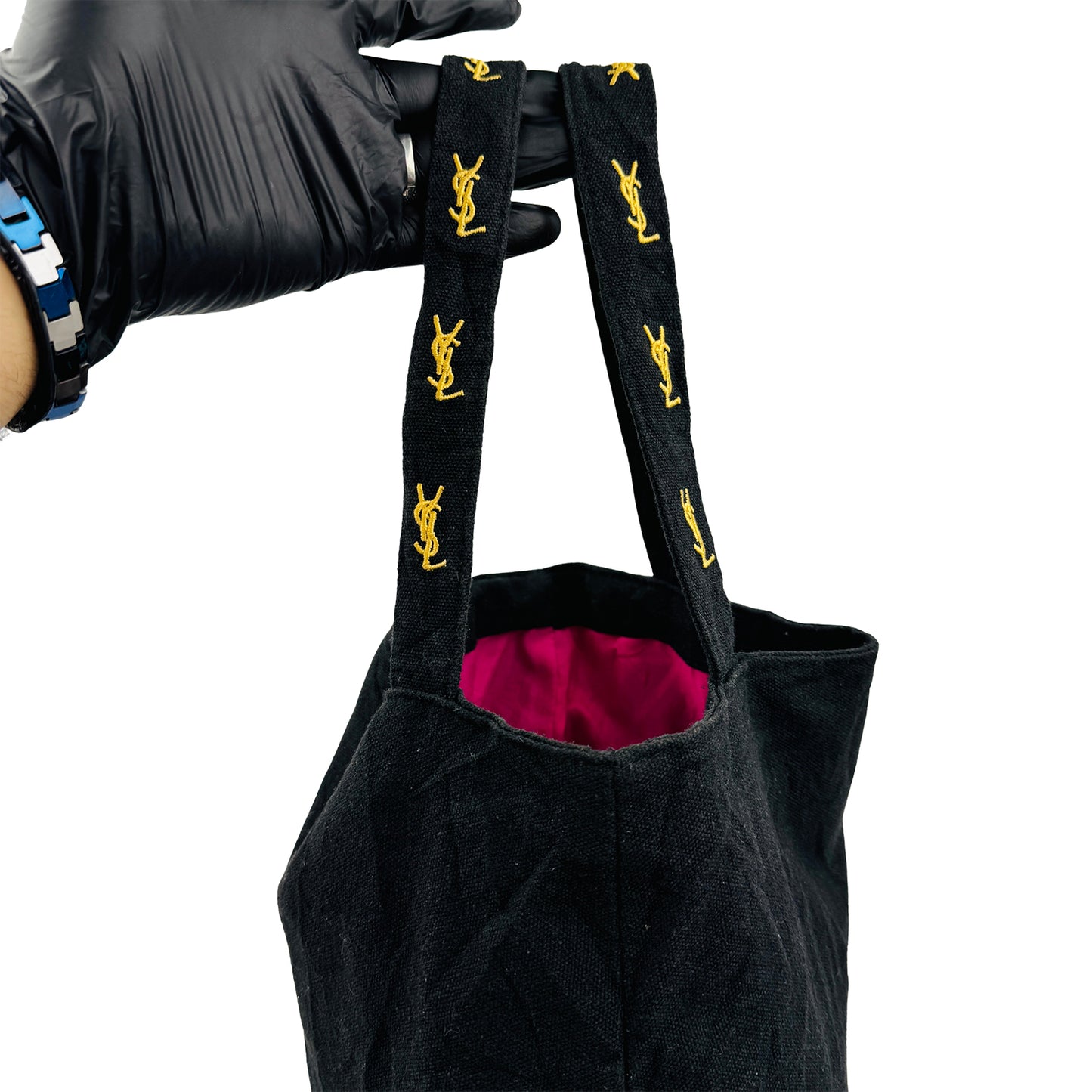 Saint Laurent Parfums Black Cotton Canvas Tote Bag