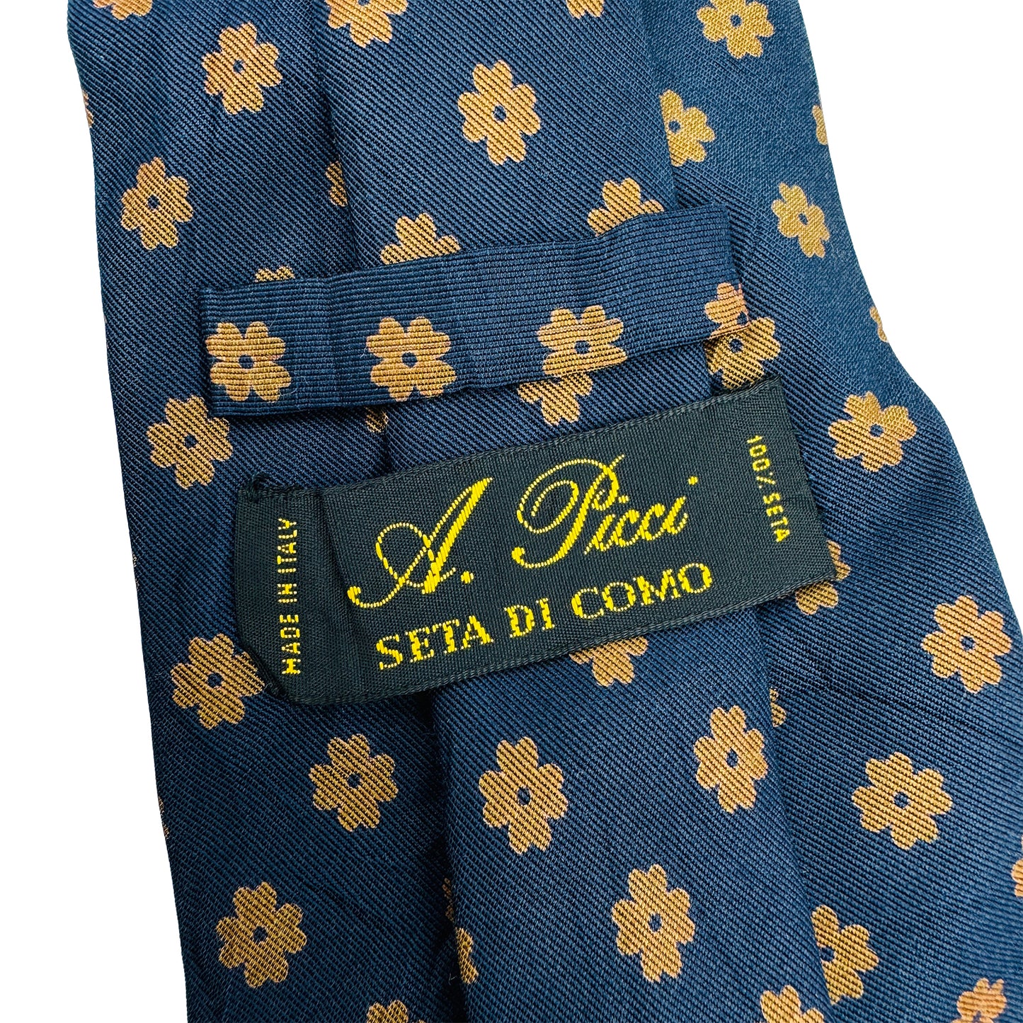 A. Picci Dark Navy 'Floral Pattern' Tie (Size Regular)