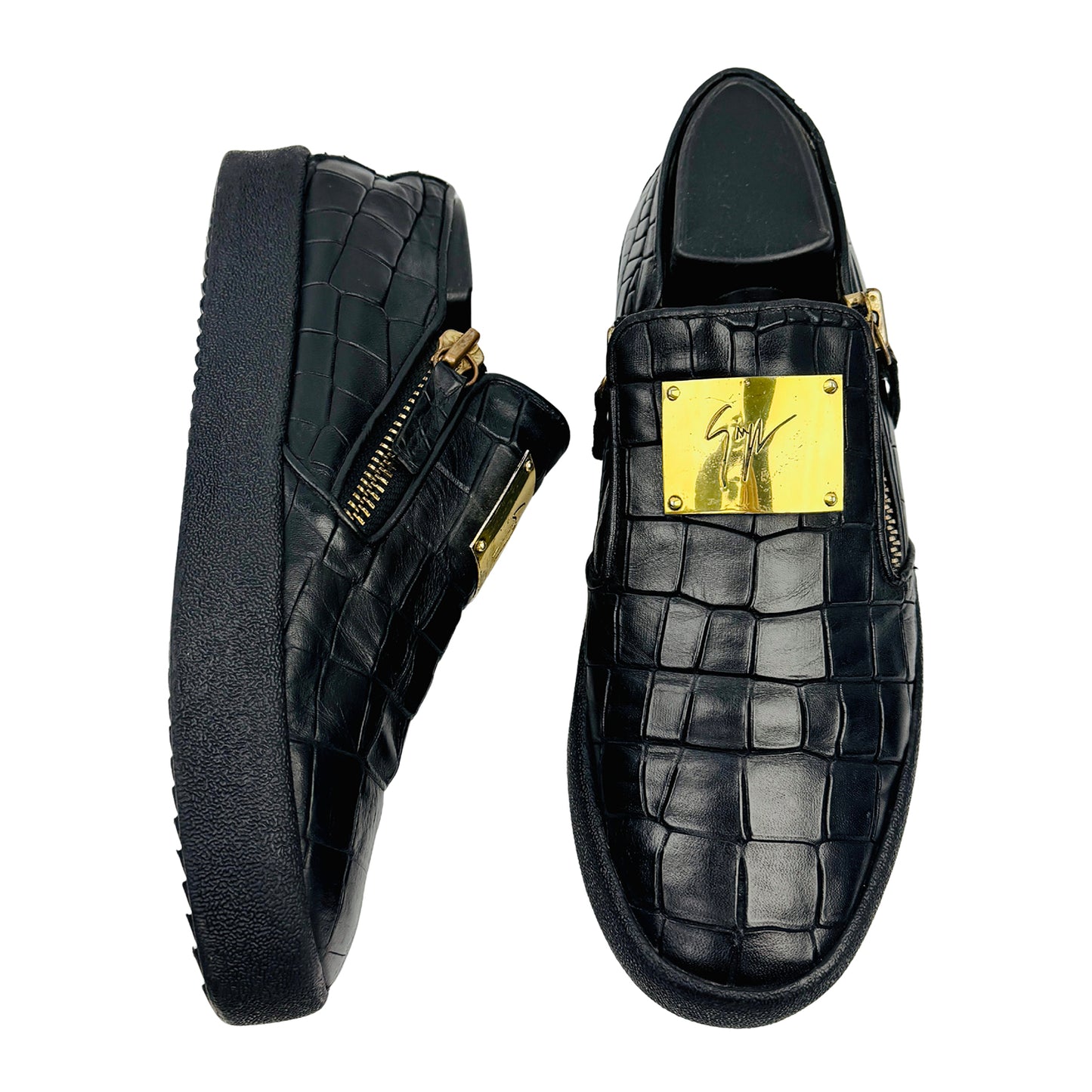 Giuseppe Zanotti Conley Zip Croc Embossed Shoes (Size 40)