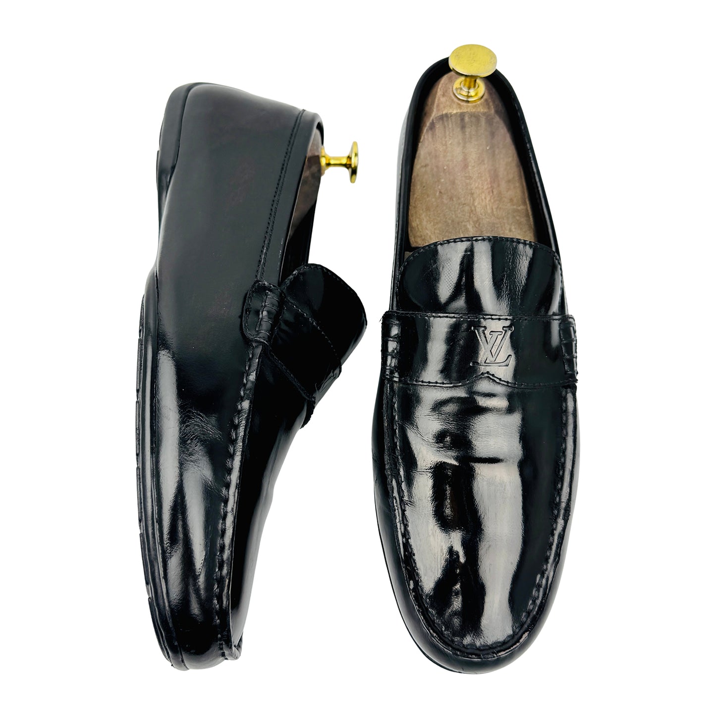 Louis Vuitton Men's Black Leather Loafers (Size 41)