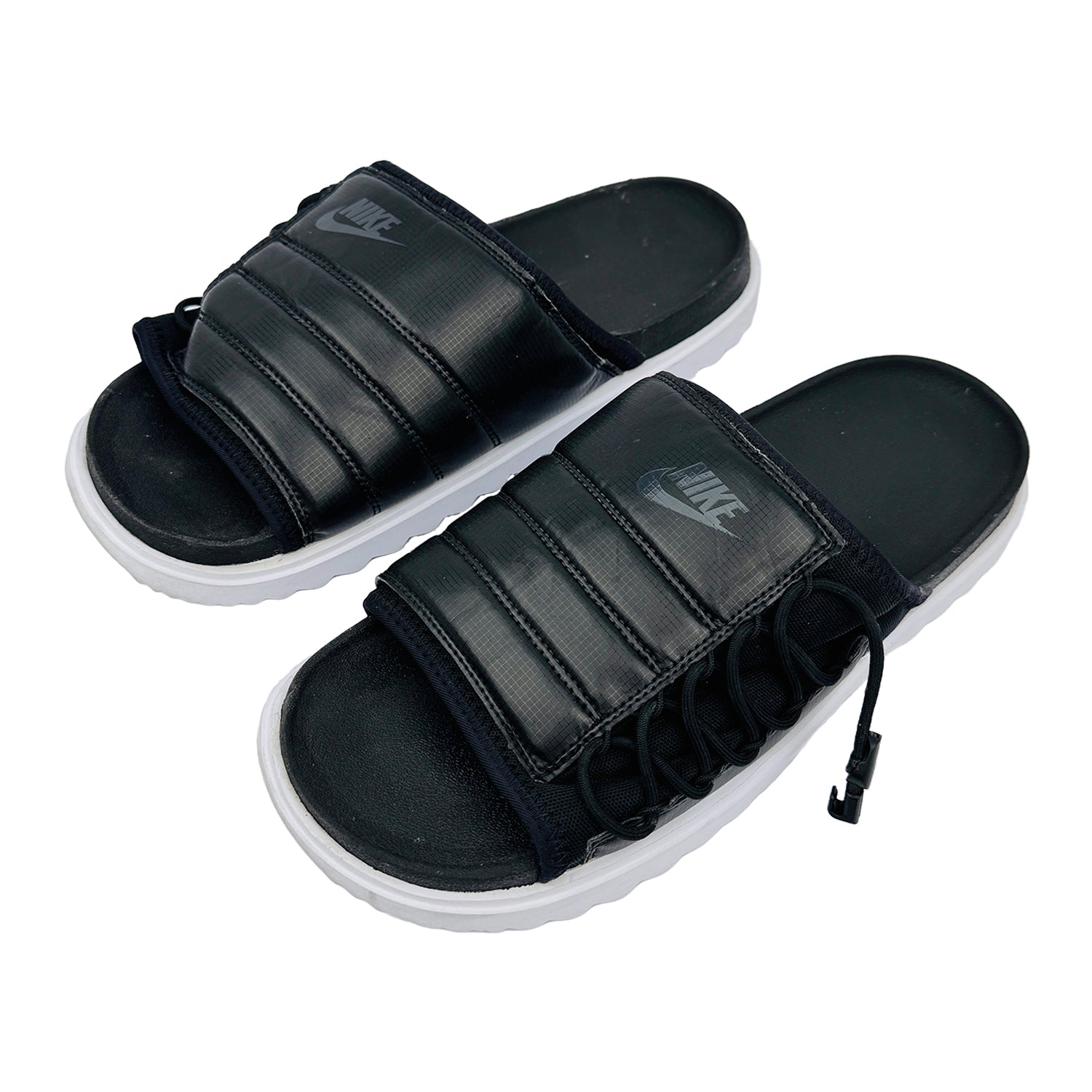 Left Side image of Nike Men's Asuna Black White Slides (Size 47/47.5) - CI8800-102