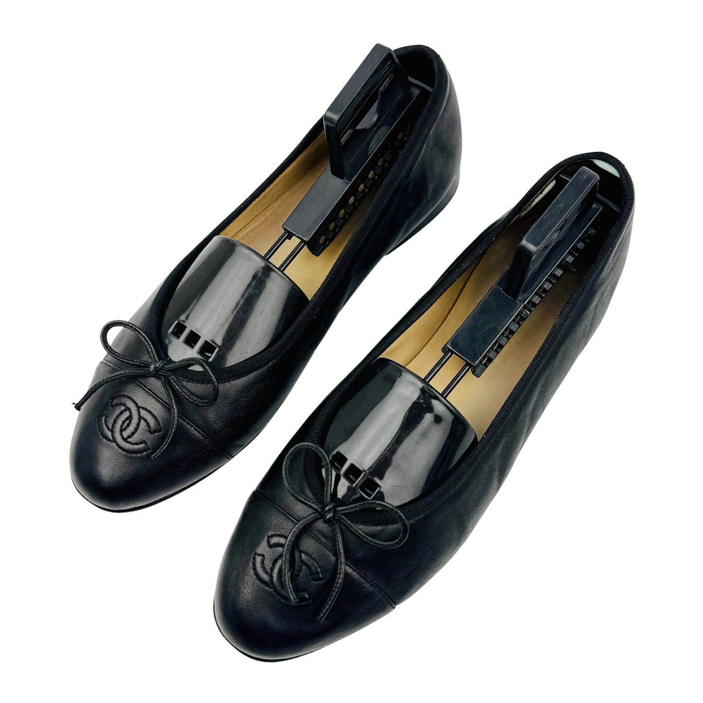 Chanel Black Leather Ballet Flats (Size 39)