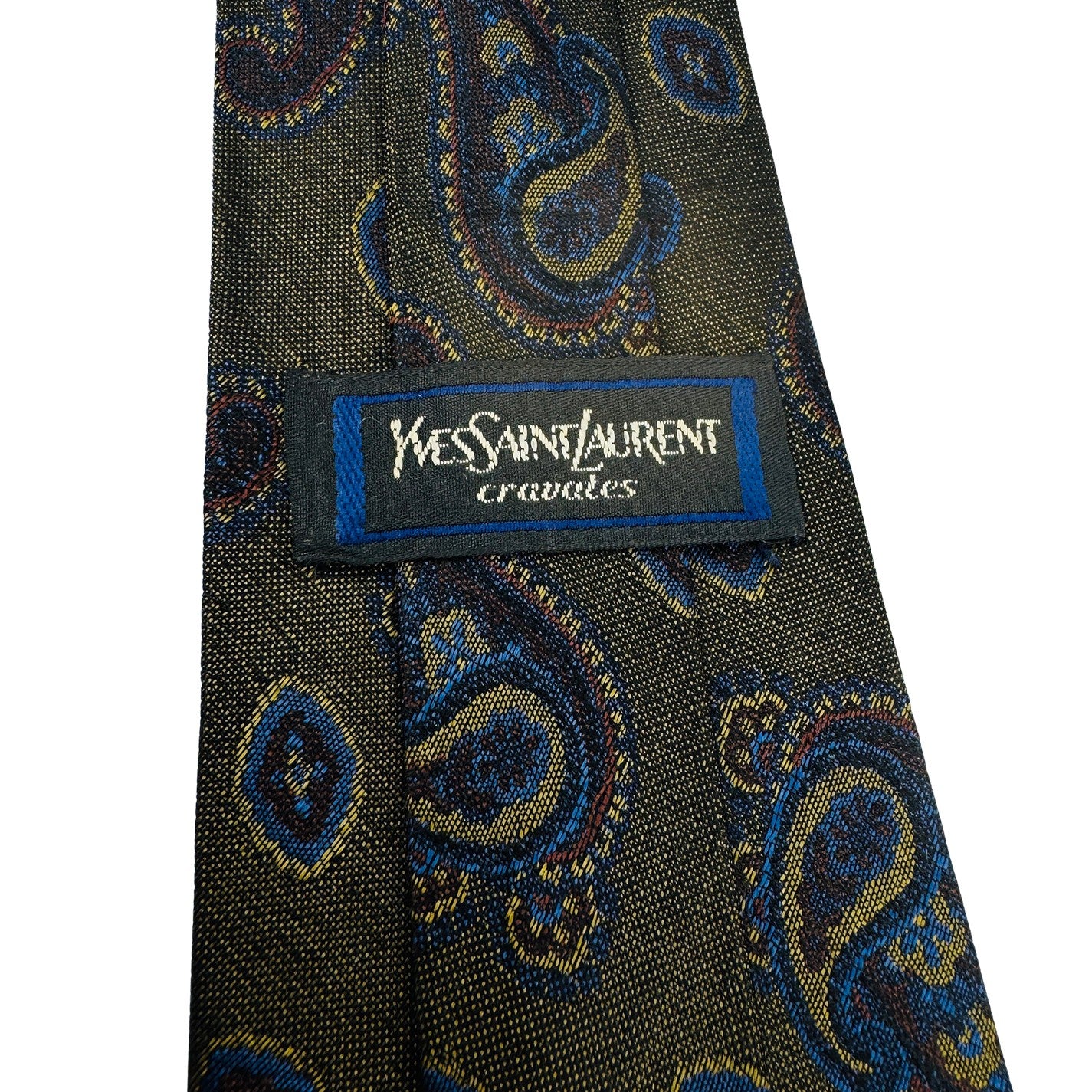 Yves Saint Laurent Olive Brown 'Paisley Pattern' Tie (Size Regular)