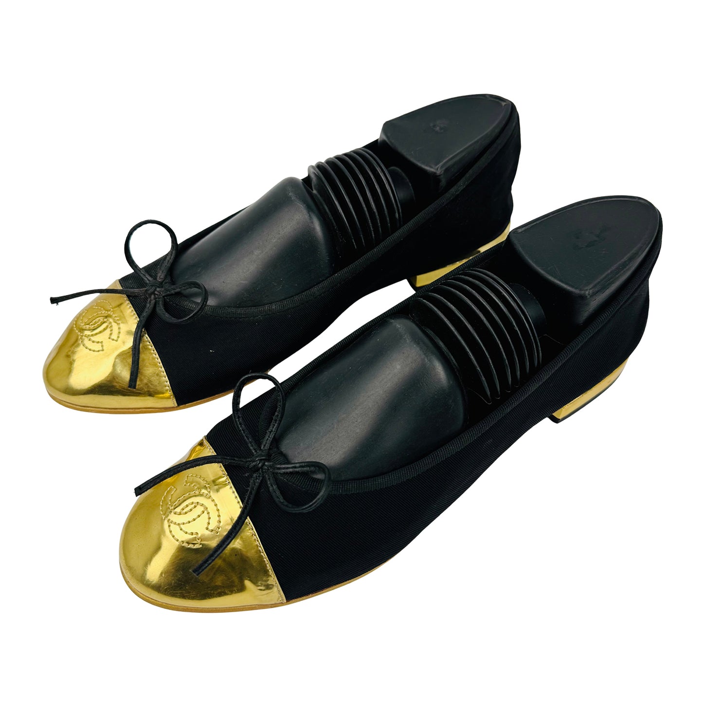 Chanel 'Black Gold' Cap Toe Ballet Flats (Size 39)