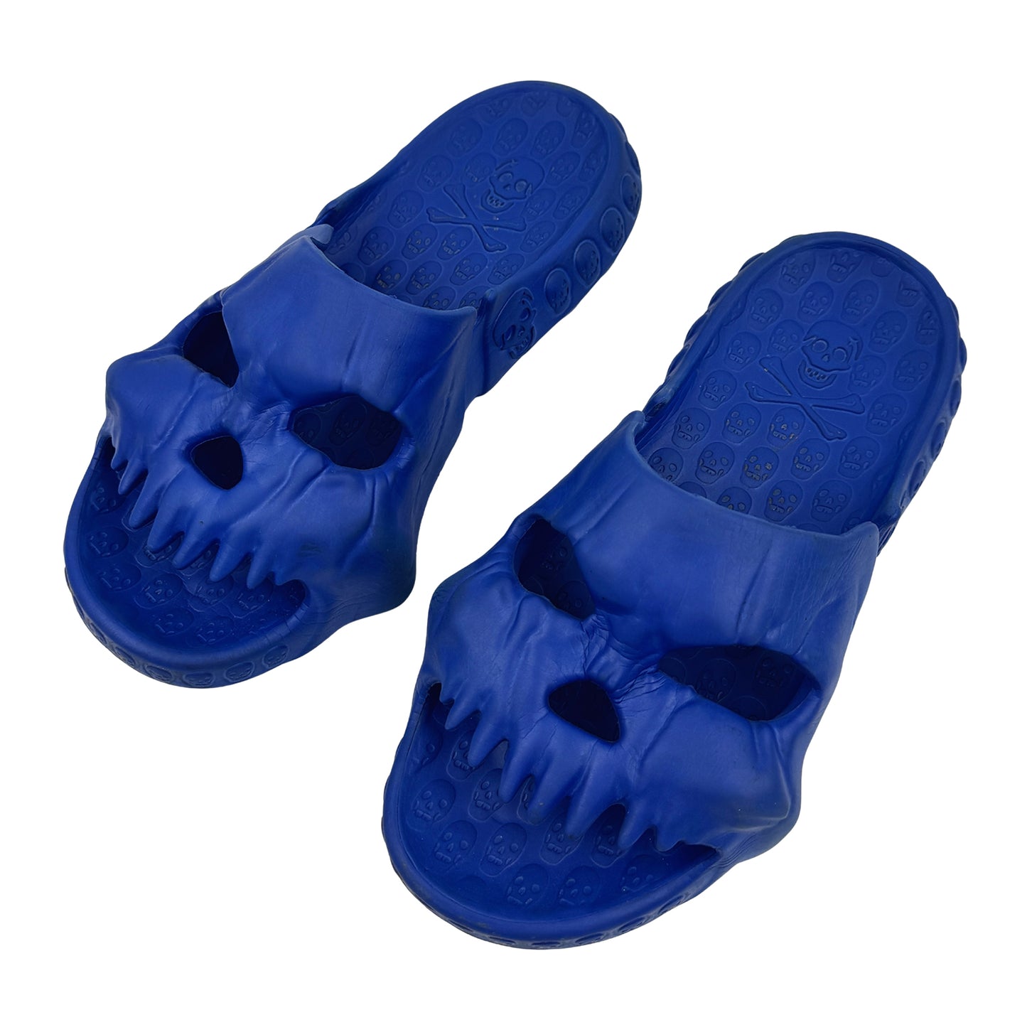 North Royal Draven Skull Blue Slides (Size 42.5)