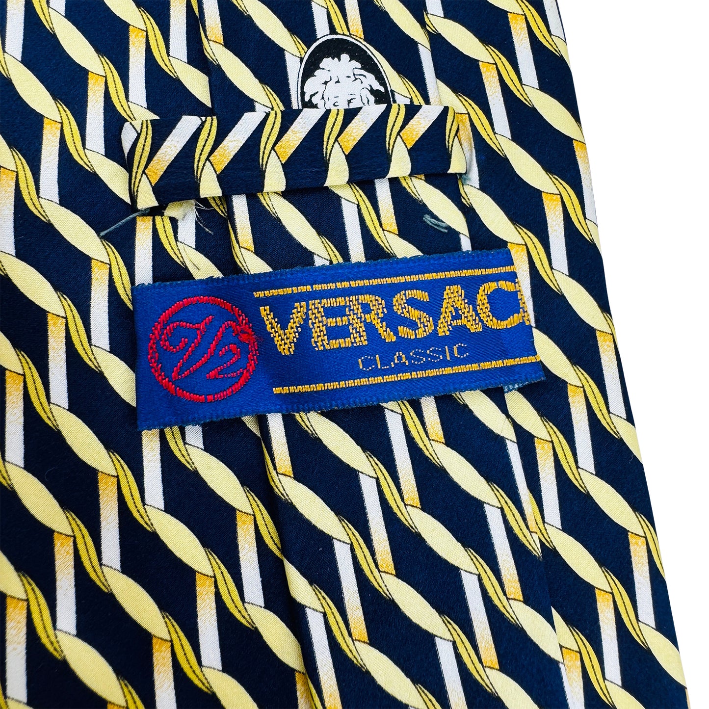 Versace Navy Blue 'Rope Pattern' Tie (Size Regular)
