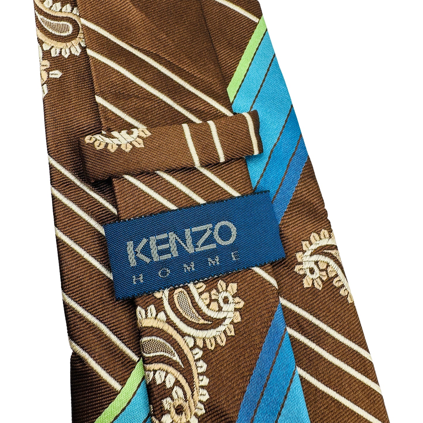 Kenzo Homme Brown 'Striped Paisley Pattern' Tie (Size Regular)