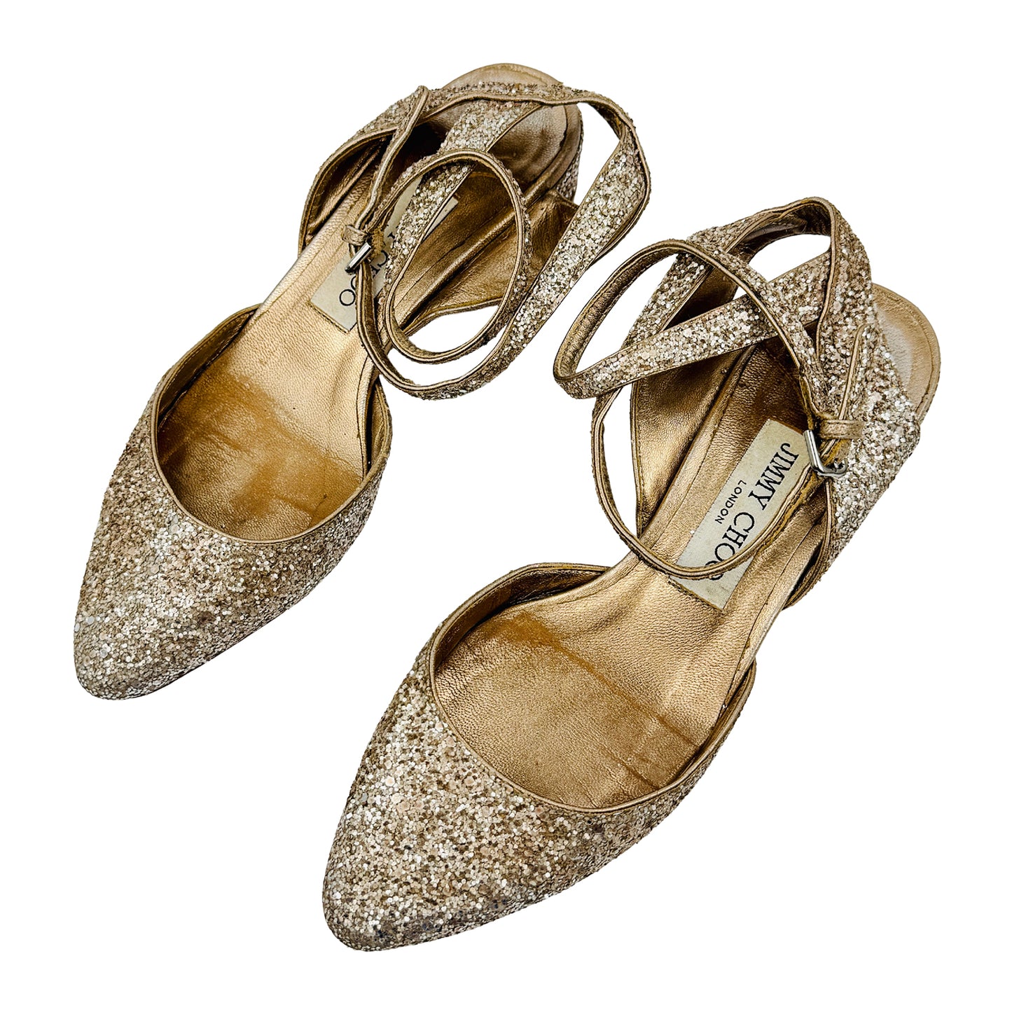 Jimmy Choo Vicky 'Champagne Glitter' Slingback Heels (Size 36)