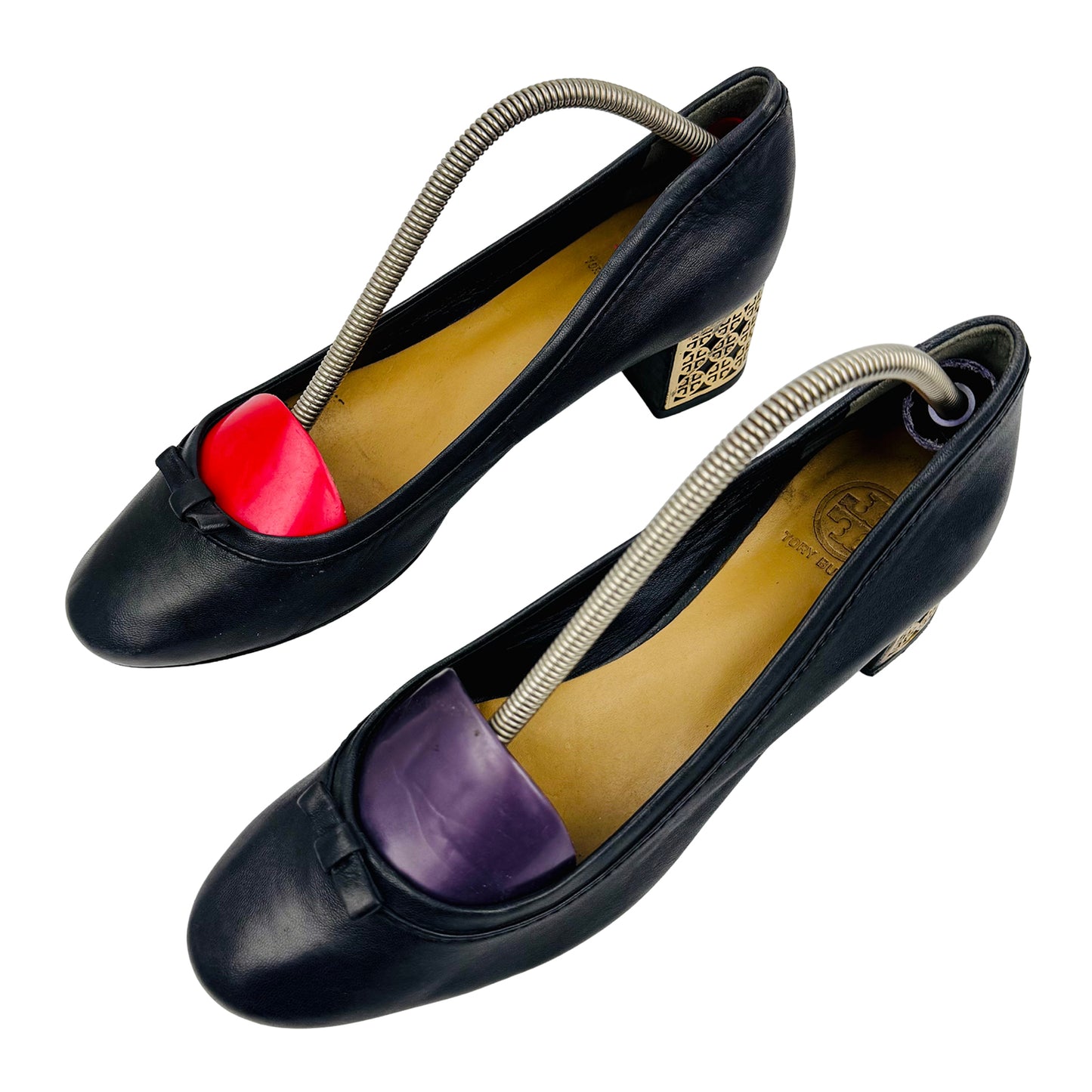 Tory Burch Black Leather Block-Heel Pumps (Size 37.5)