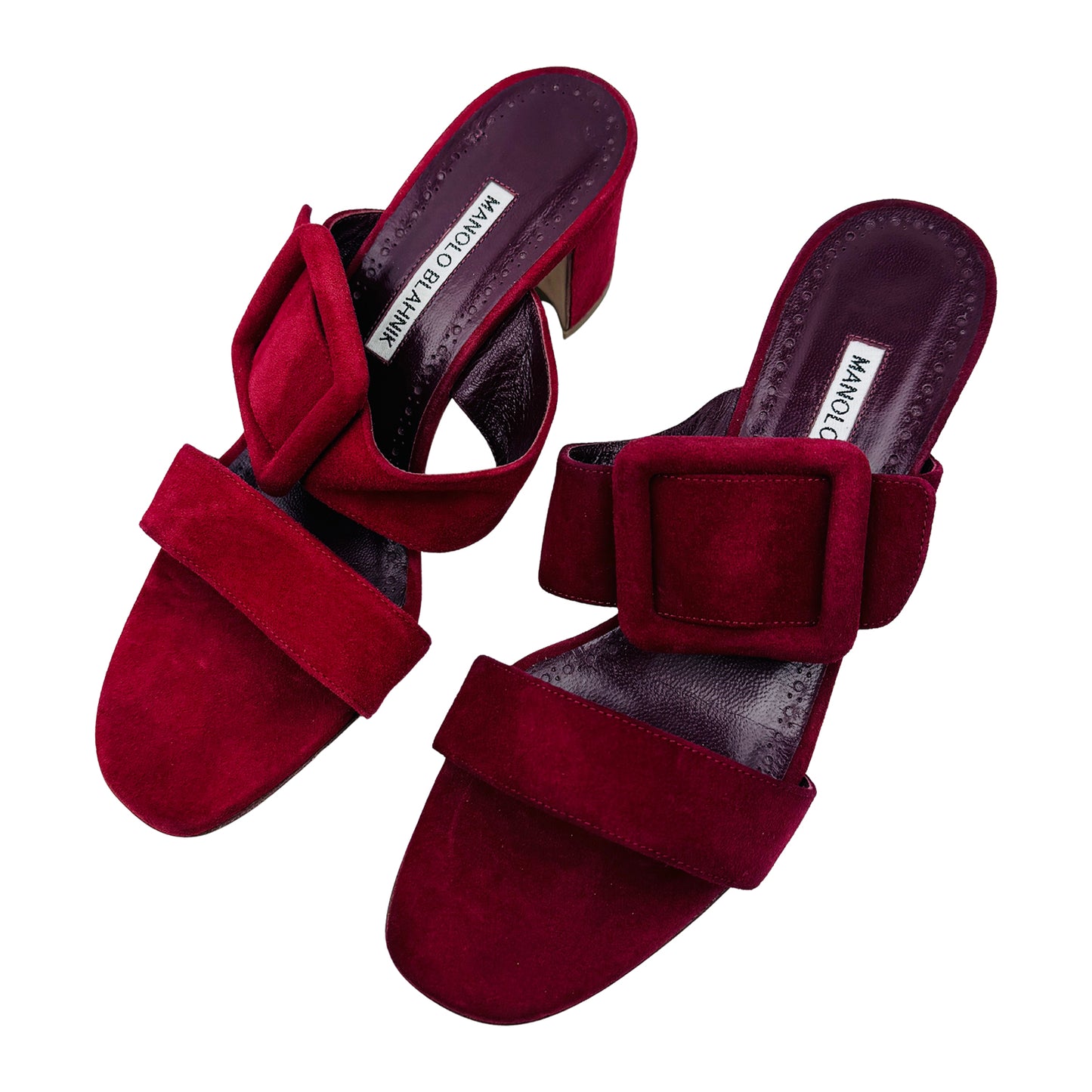 Manolo Blahnik Titubanew 50 Burgundy Heels (Size 37.5)