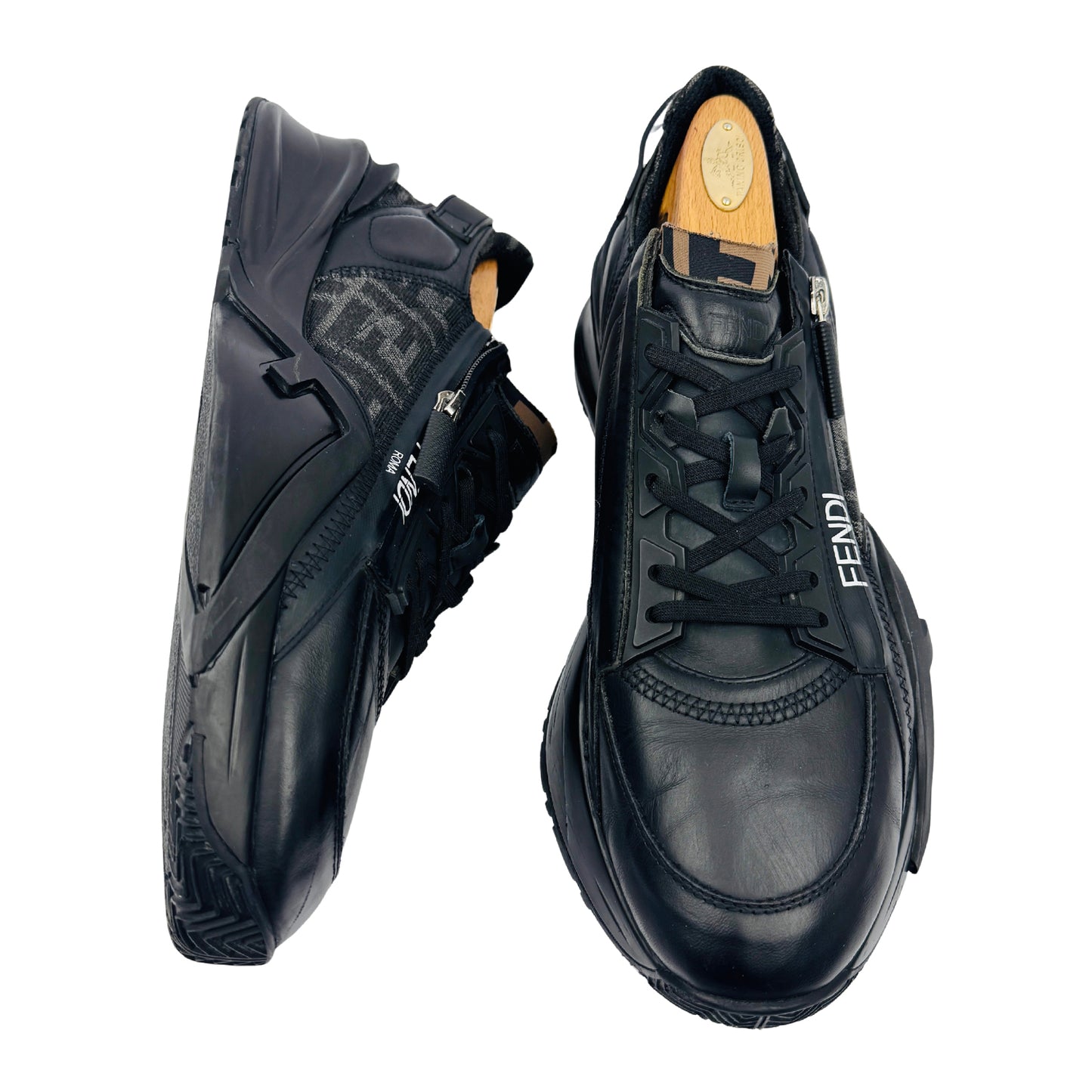 Fendi Men's Flow Black Leather Sneakers (Size 43.5/44)