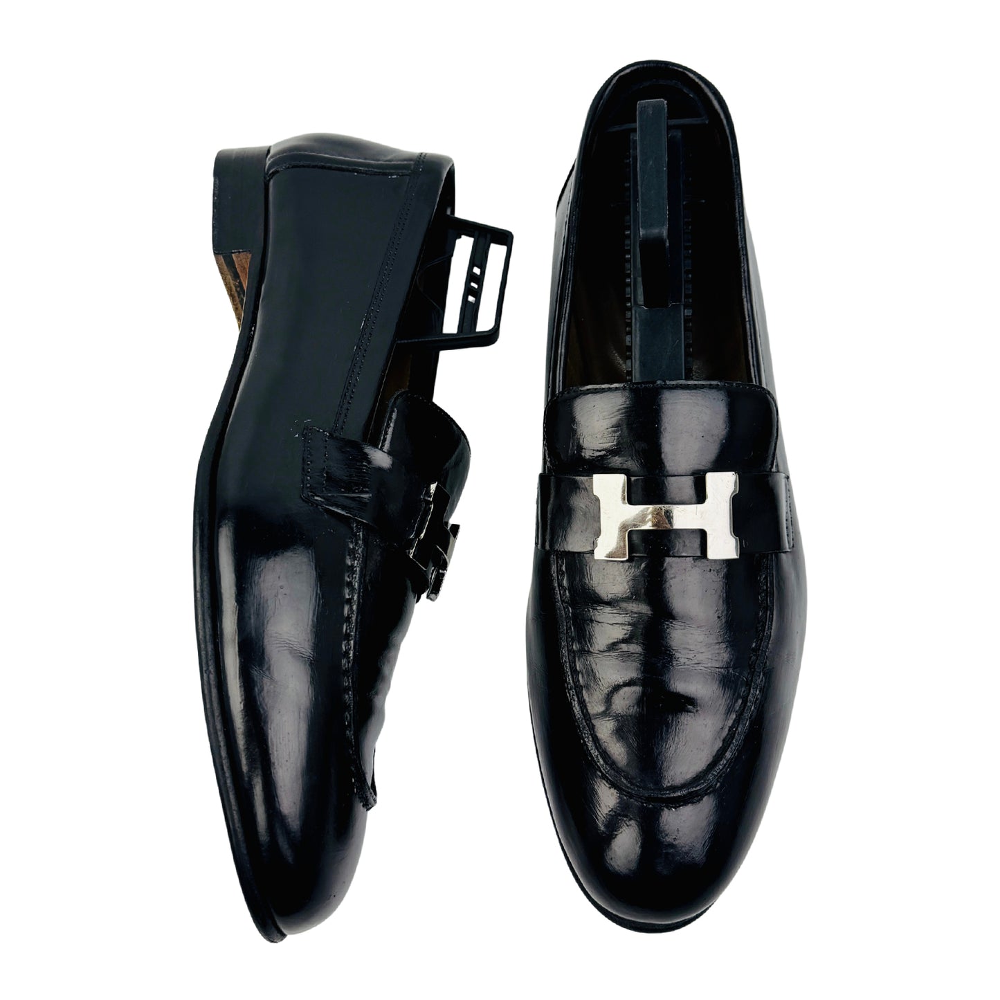 Hermès Women's Black Leather Loafers (Size 36/36.5)