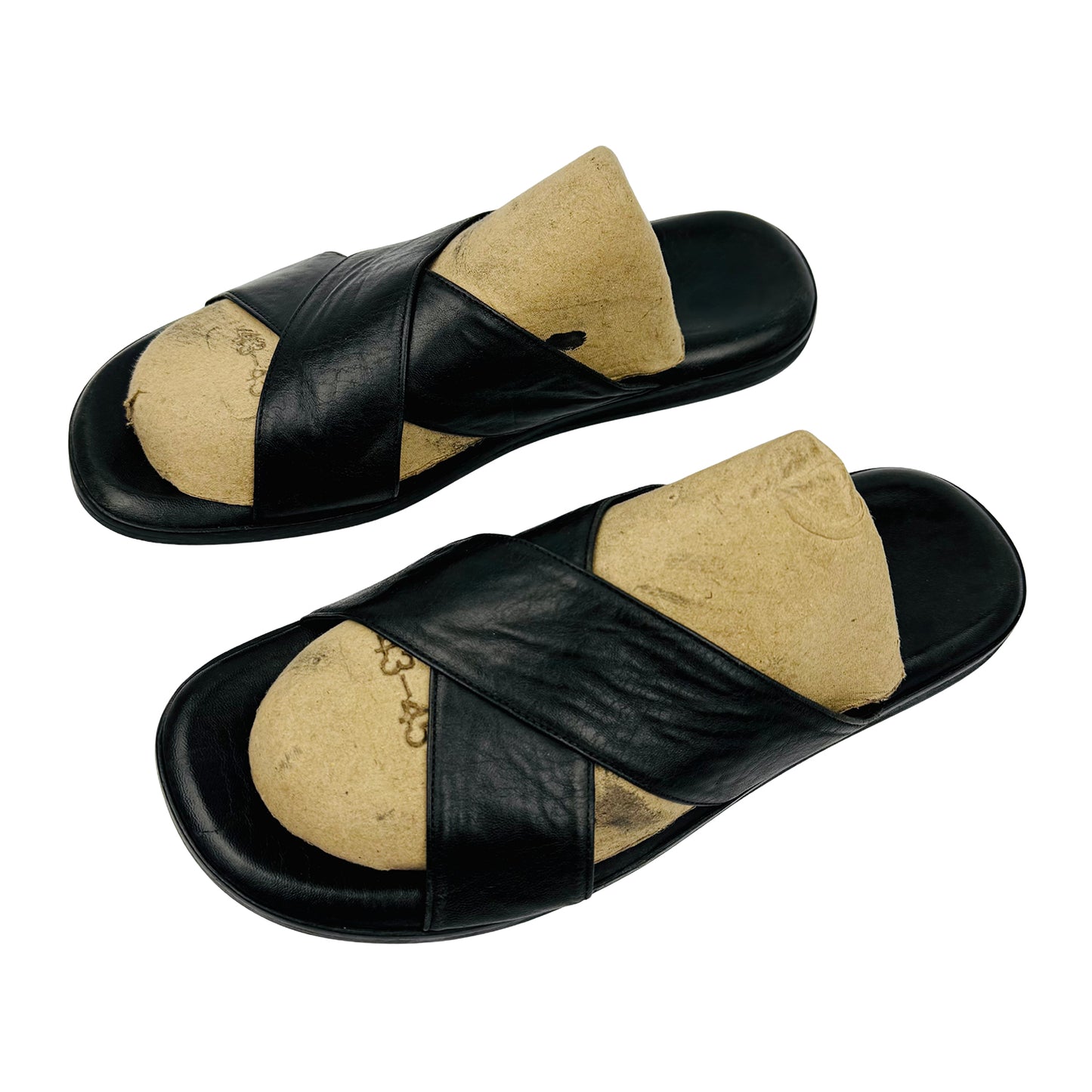Bally Black Leather Cross Strap Sandal Slides (Size 40)