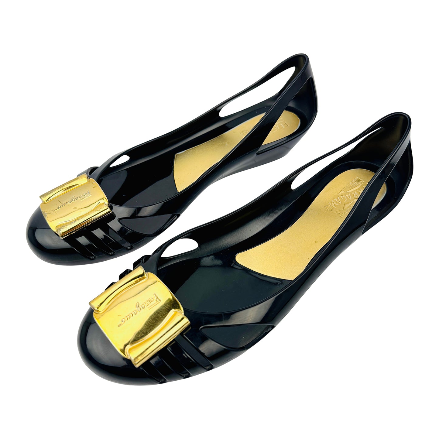 Left Side image of Salvatore Ferragamo Vara Jelly Ballet Flats (Size 38/38.5)
