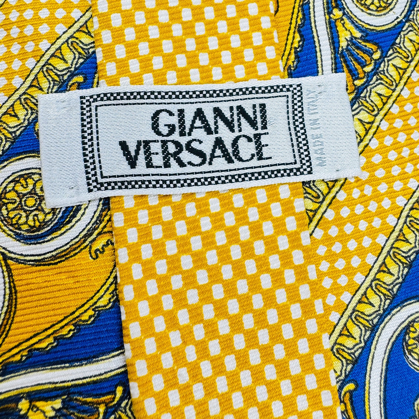 Gianni Versace Yellow 'Baroque Pattern' Silk Tie (Size Regular)