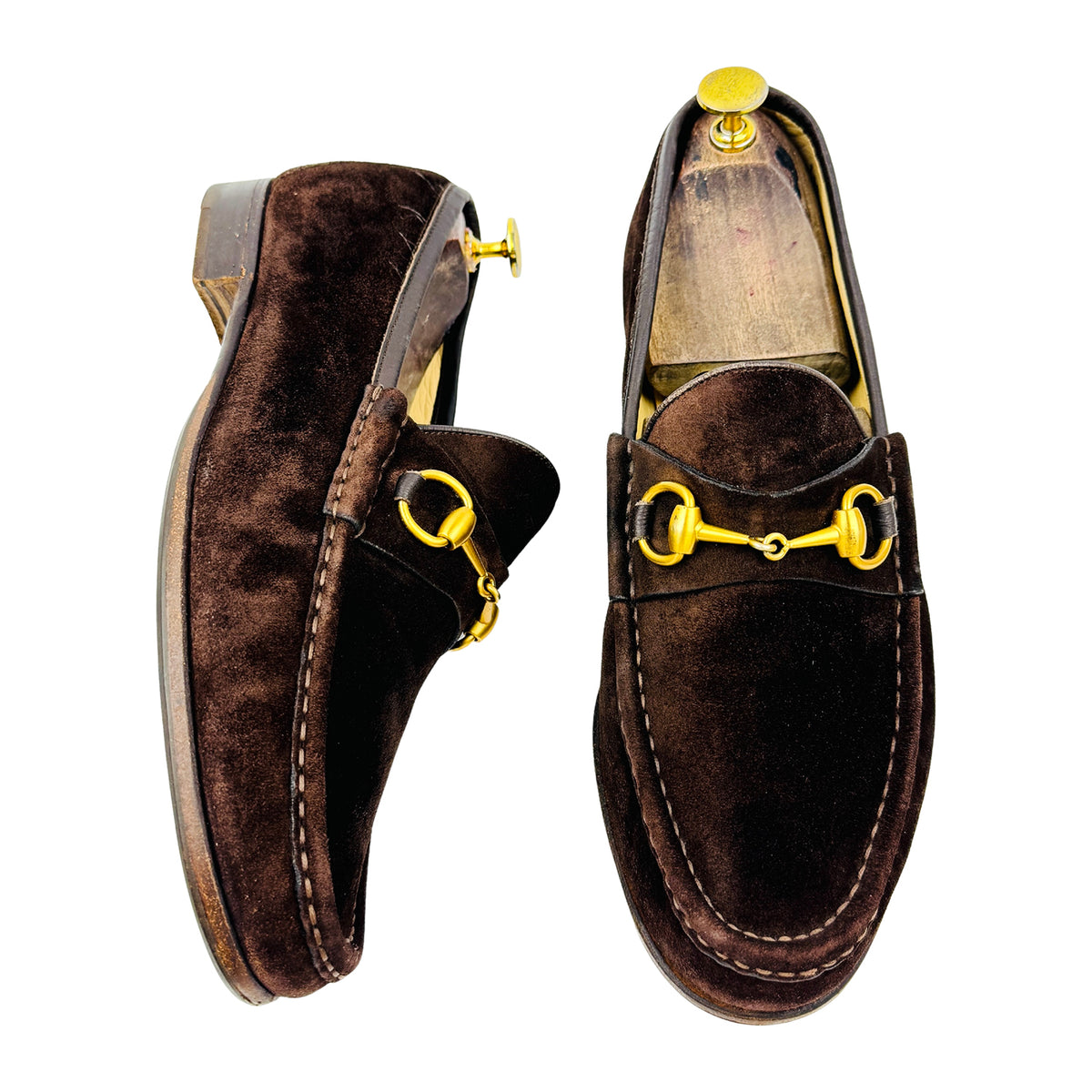 Gucci Dark Brown Suede Horsebit Loafers (Size 43.5)