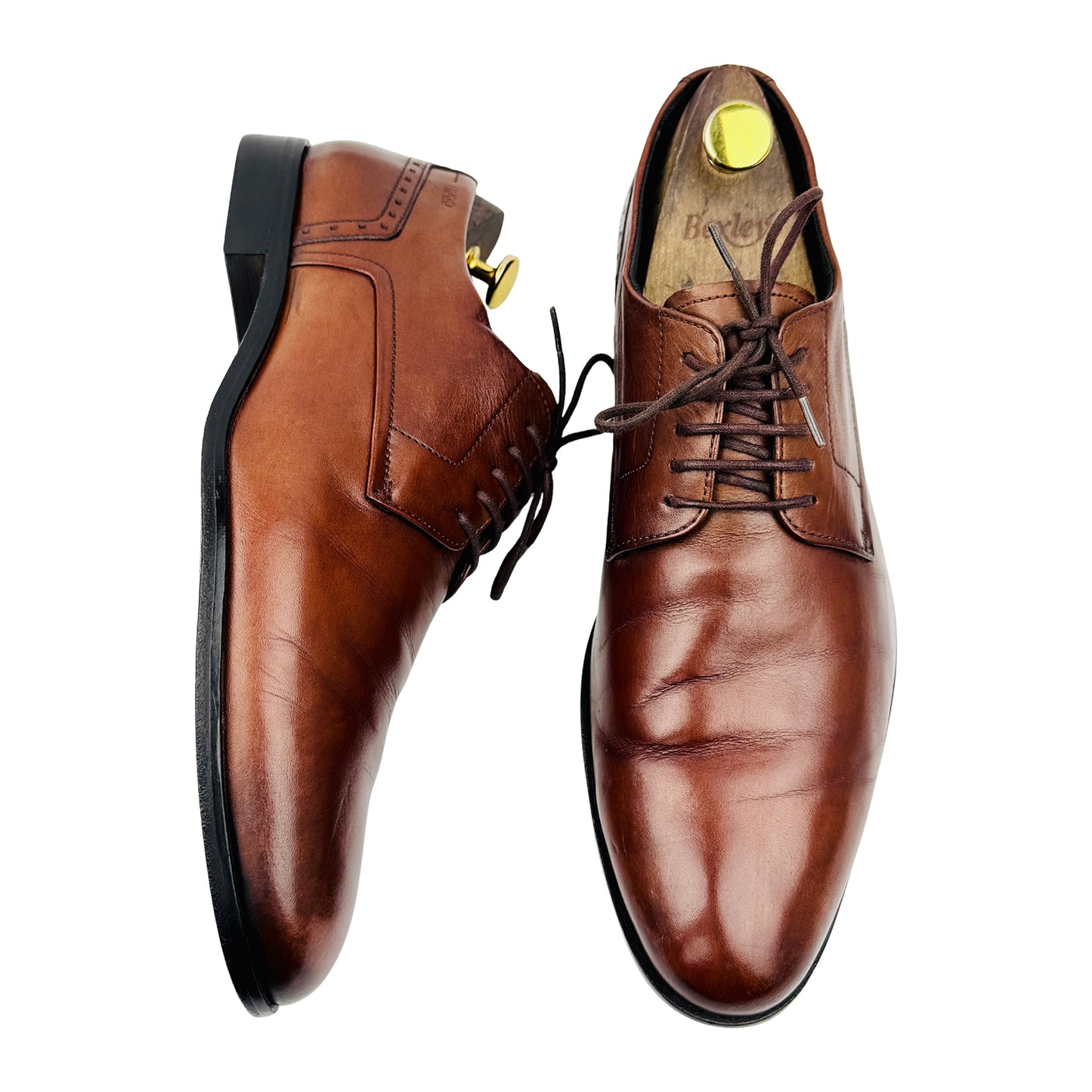 Hugo Boss Men's Brown Leather Derby Shoes (Size 44)
