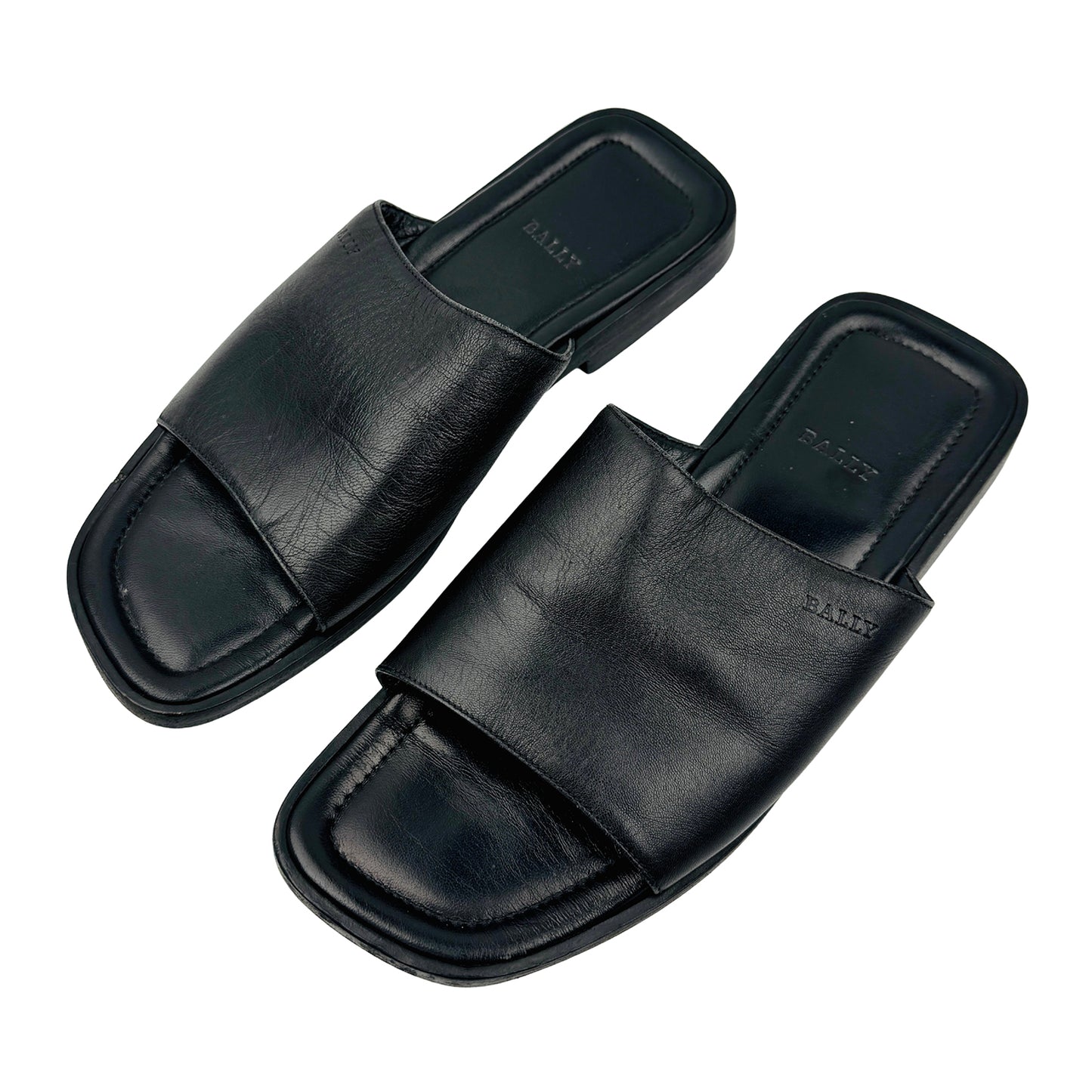 Bally Men's Black Leather Sandal Slides (Size 41/41.5)