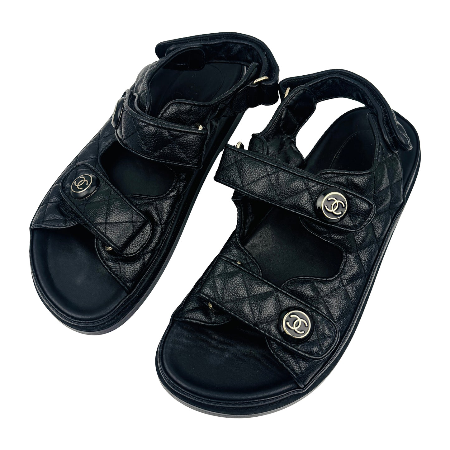 Chanel Black Quilted Leather Sandals (Size 39)