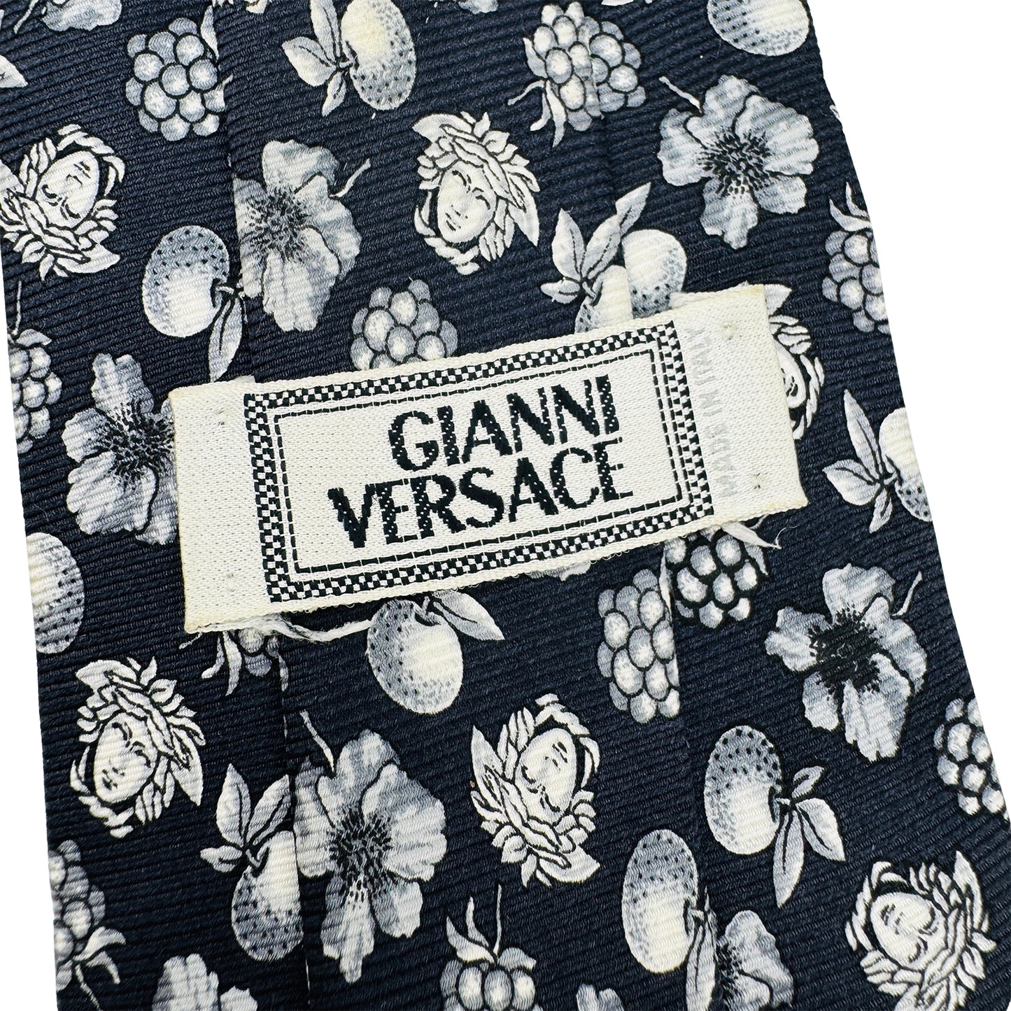 Gianni Versace Dark Navy 'Floral Pattern' Tie (Size Regular)