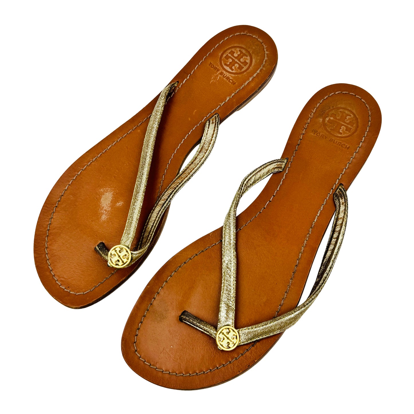 Tory Burch Terra Leather Flip Flops (Size 39)
