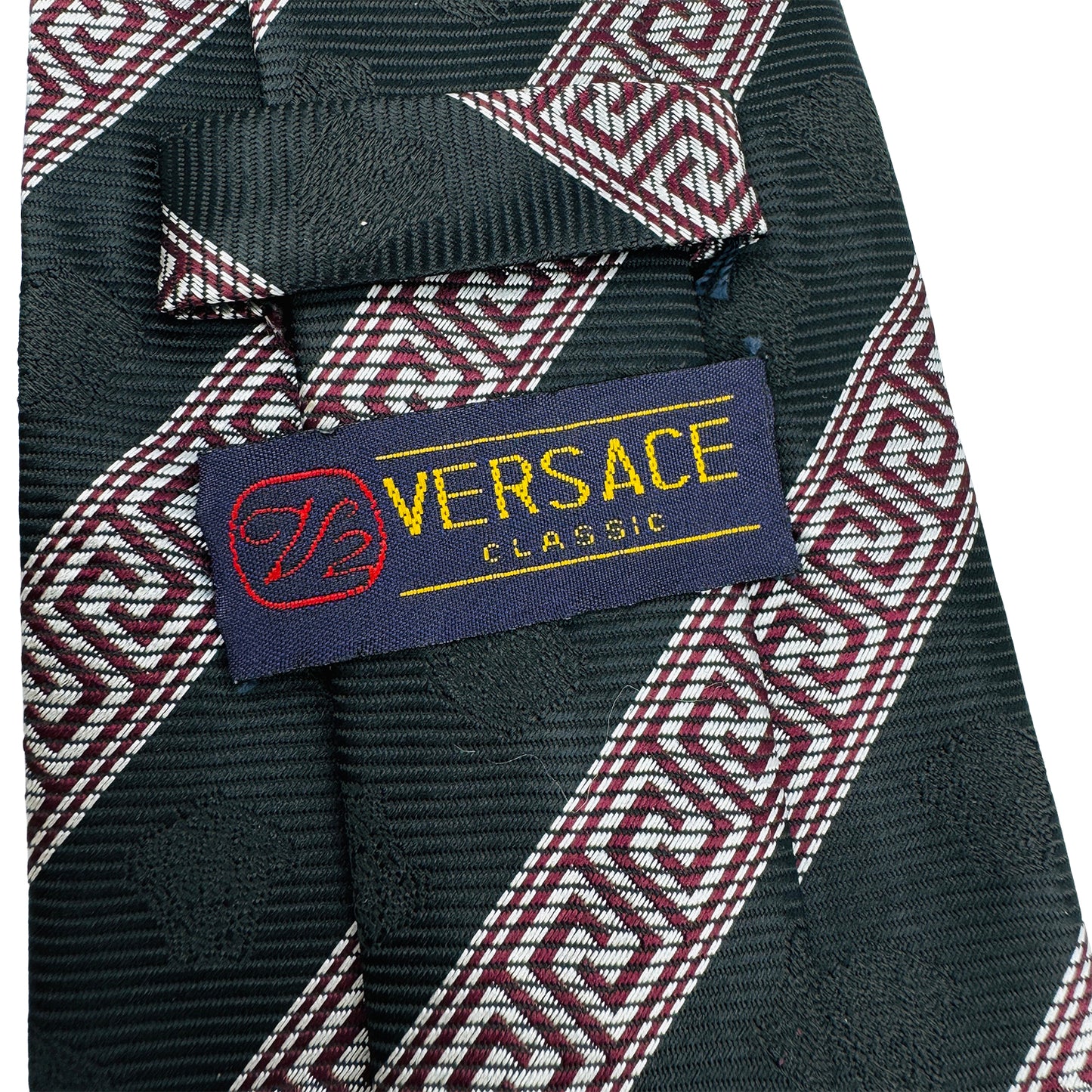 Versace Dark Green 'Meander Pattern' Tie (Size Regular)