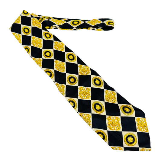 Versace Black White 'Check Pattern' Silk Tie (Size Regular)