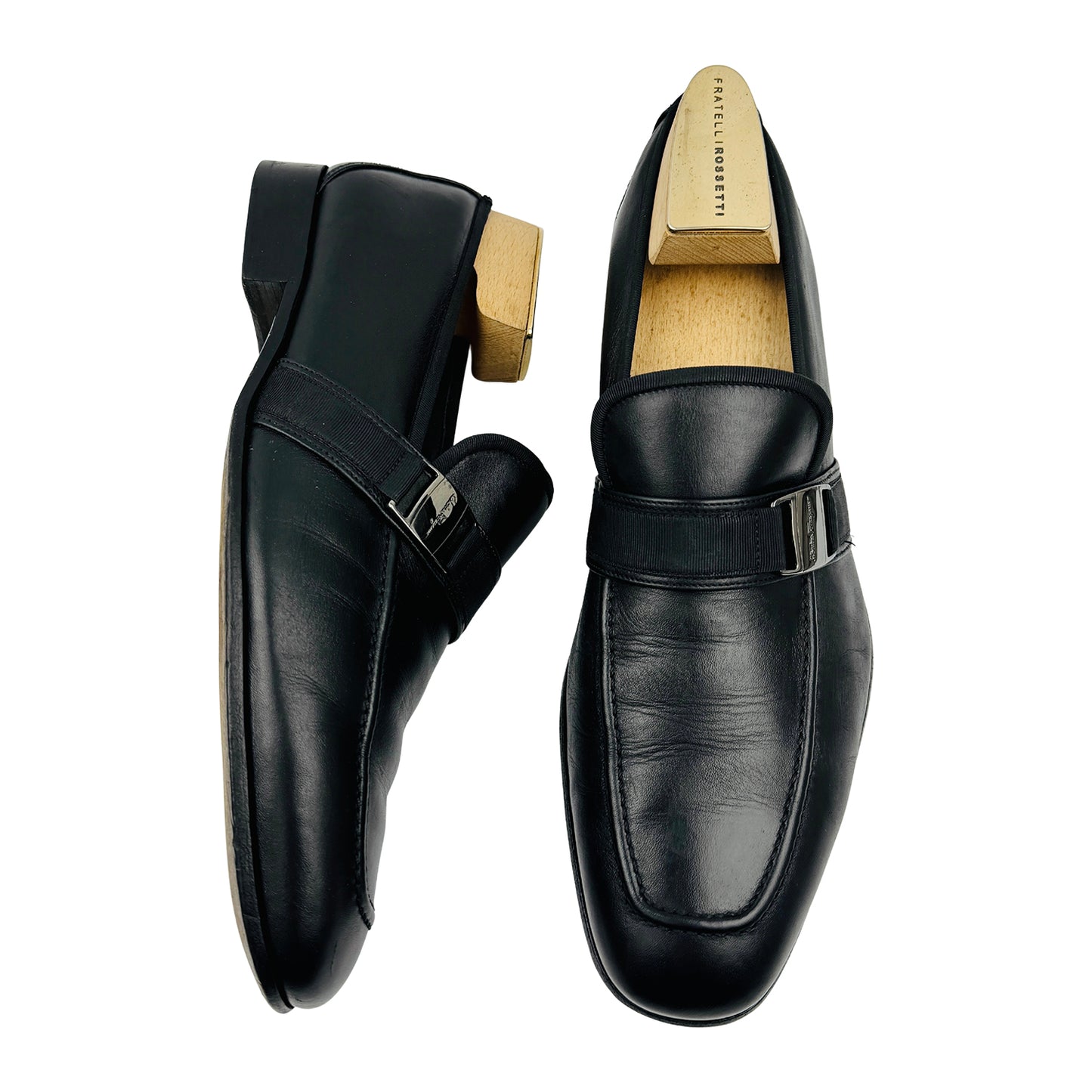 Salvatore Ferragamo Black Strap Loafers (Size 44)