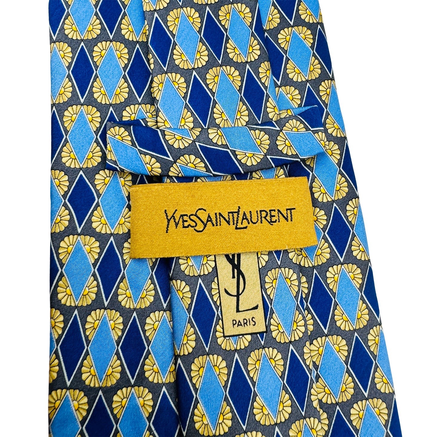 Yves Saint Laurent Navy Blue 'Geometric Pattern' Tie (Size Regular)