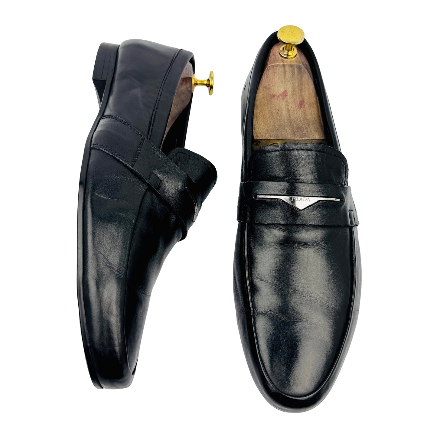 Prada Men's Black Leather Loafers (Size 43/43.5)
