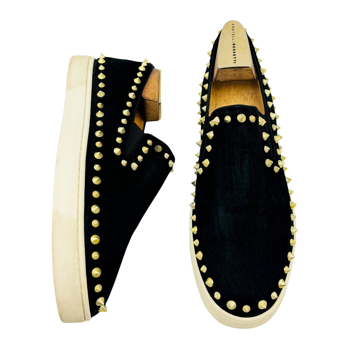 Christian Louboutin Pik Boat Black Spikes Shoes (Size 44)