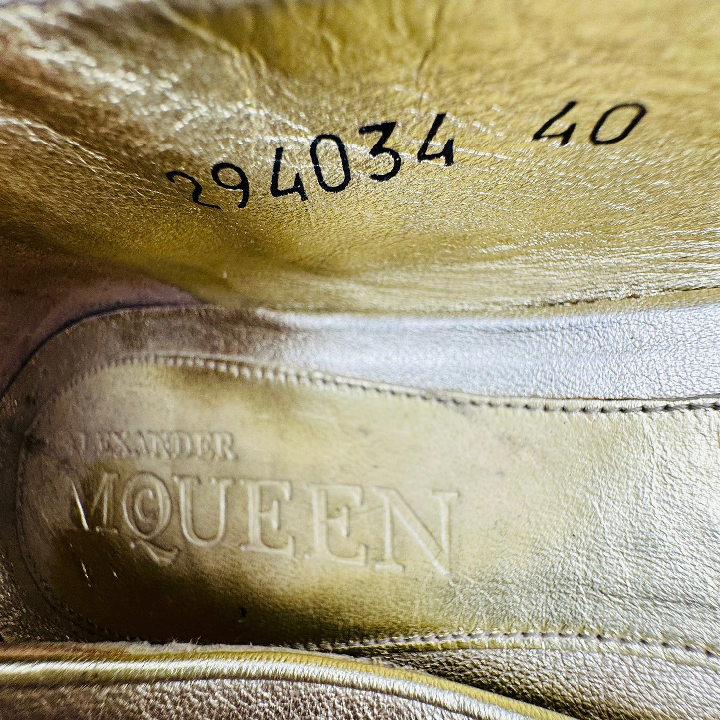 Alexander McQueen Gold Sequin Skull Flats (Size 40) - 294034