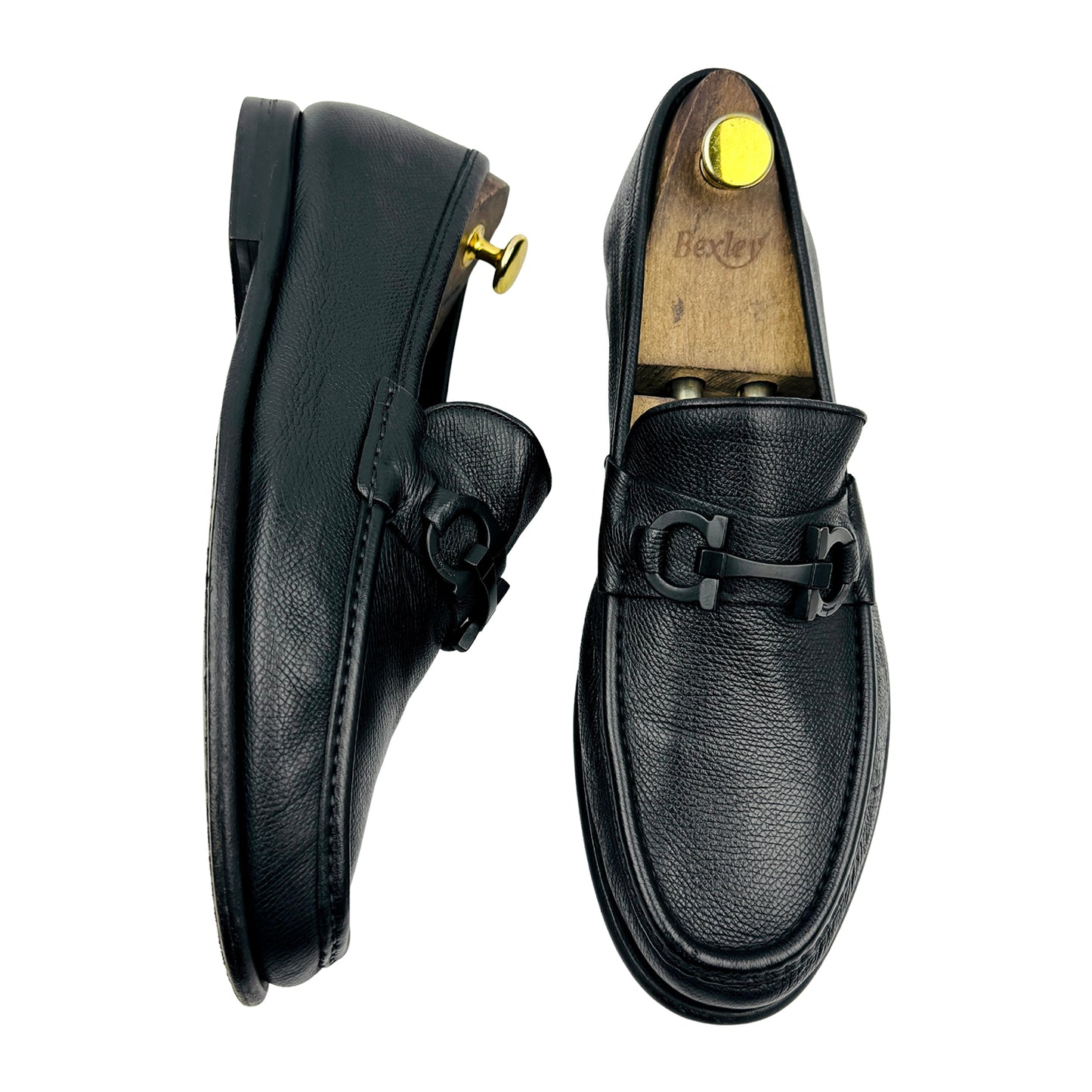 Salvatore Ferragamo Pebbled Leather Gancini Bit Loafers (Size 43)