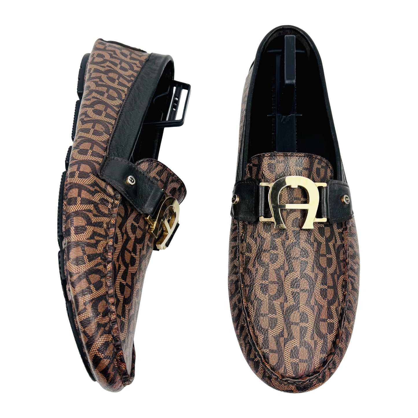 Aigner Men's Brown Black Leather Loafers (Size 42)