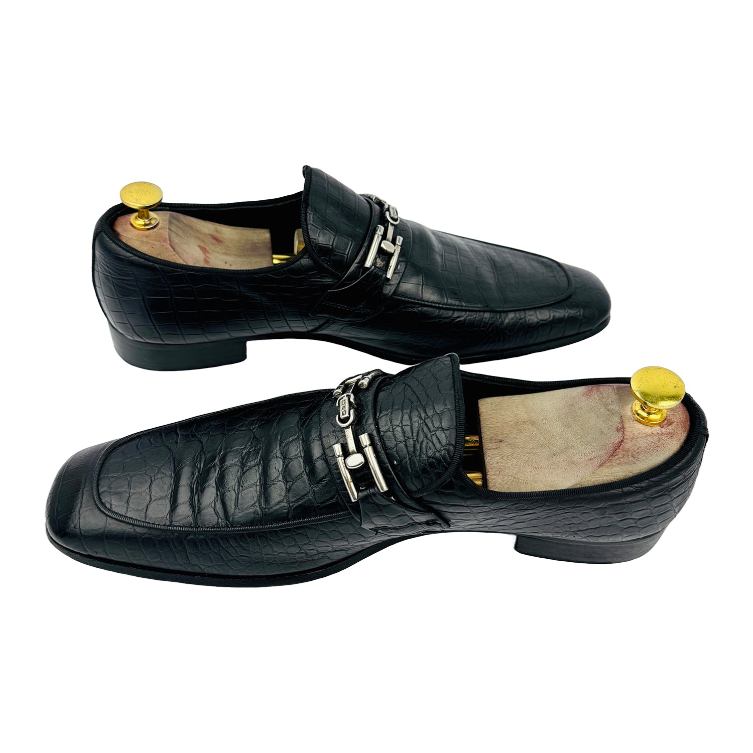 Cross image of Dolce & Gabbana Men's Black Crocodile Leather Loafers (Size 42.5/43)