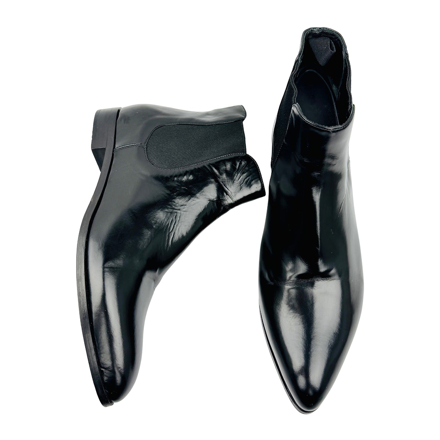Prada Black Polished Leather Chelsea Boots (Size 38/38.5)