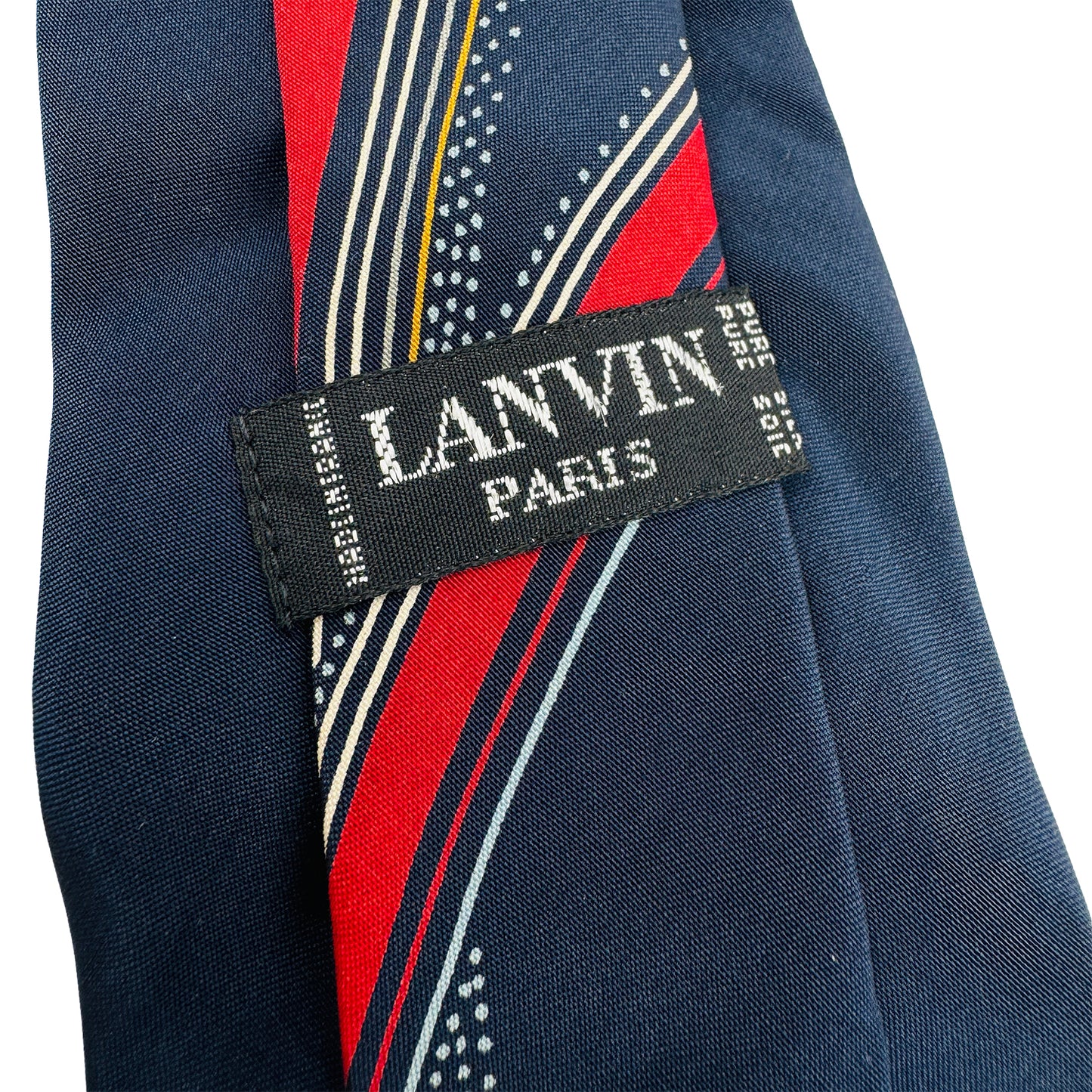 Lanvin Paris Dark Navy 'Stripes pattern' Tie (Size Regular)
