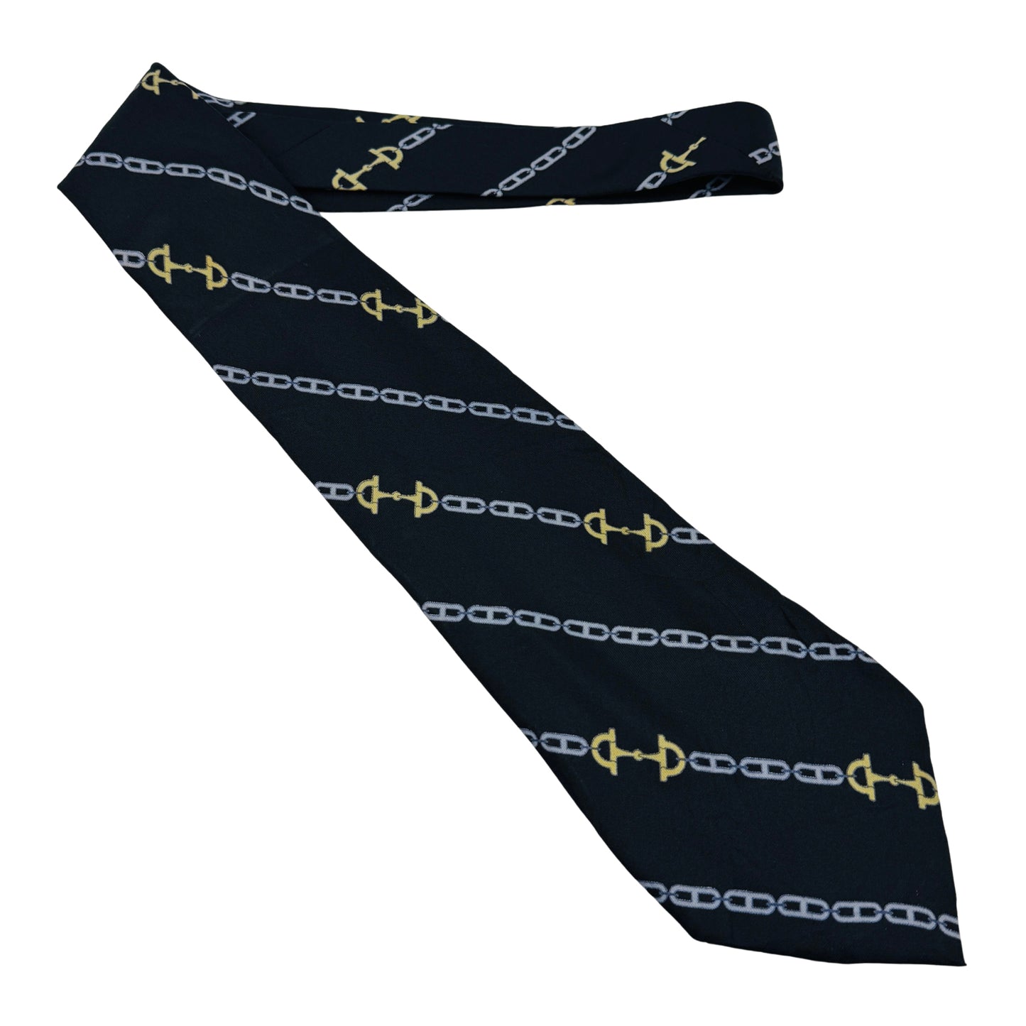 Gucci Dark Navy 'Horsebit Pattern' Tie (Size Regular)